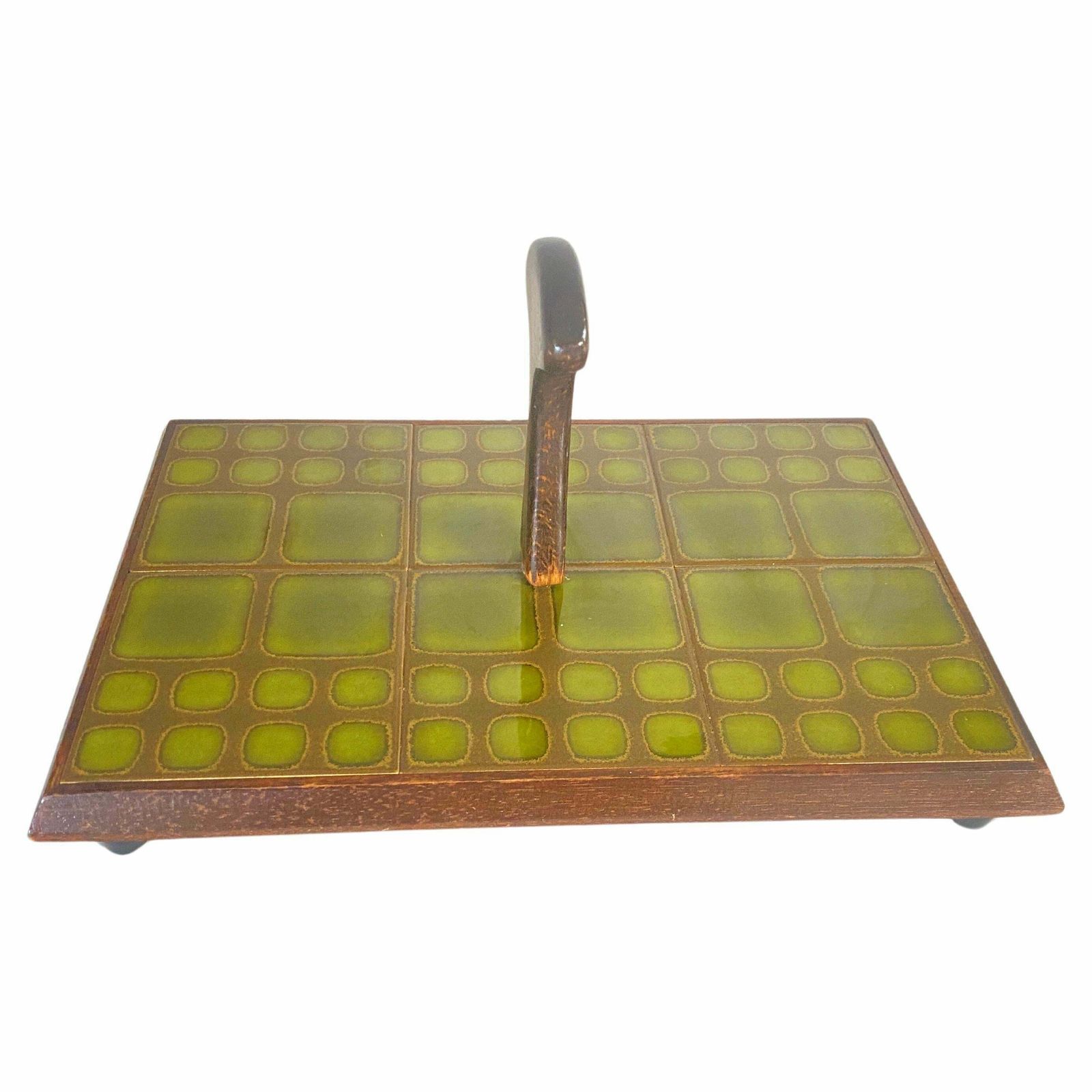 Cheese Or Serving Tray In Ceramic And Wood France 1970s Brown Color