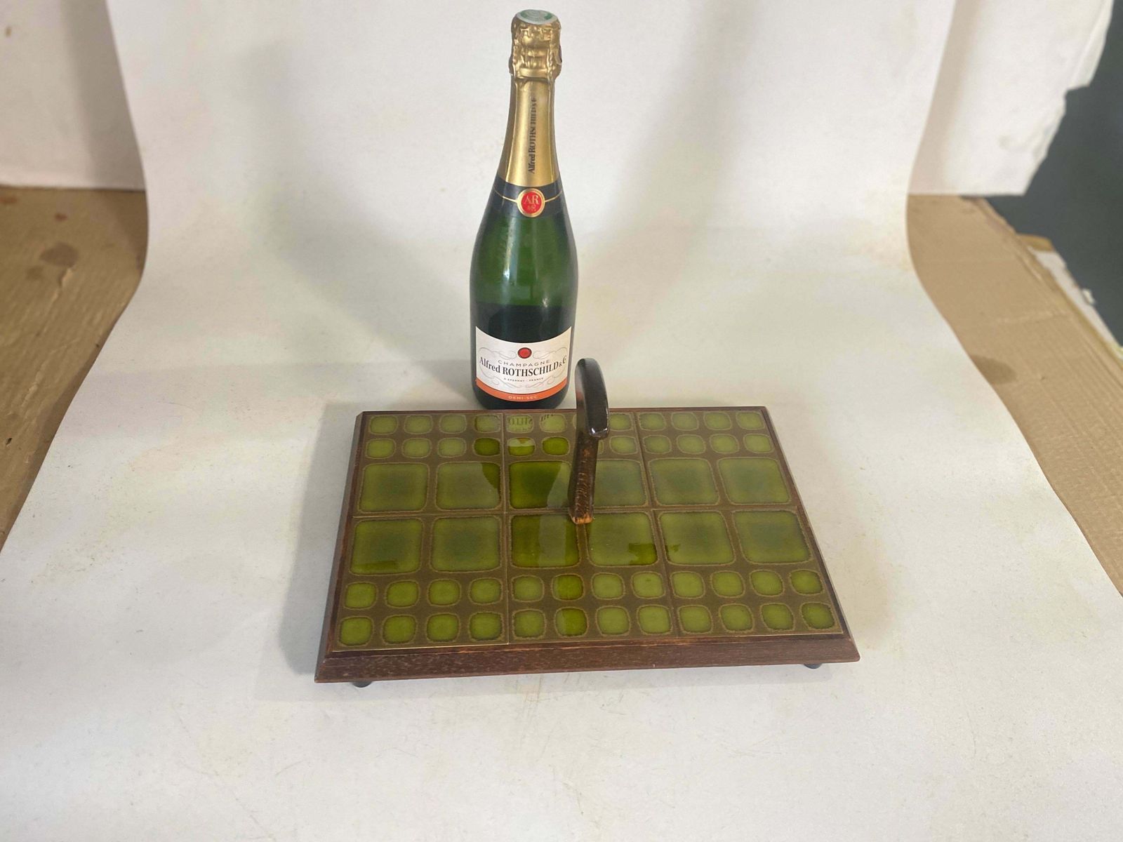 Cheese Or Serving Tray In Ceramic And Wood France 1970s Brown Color photo furniture