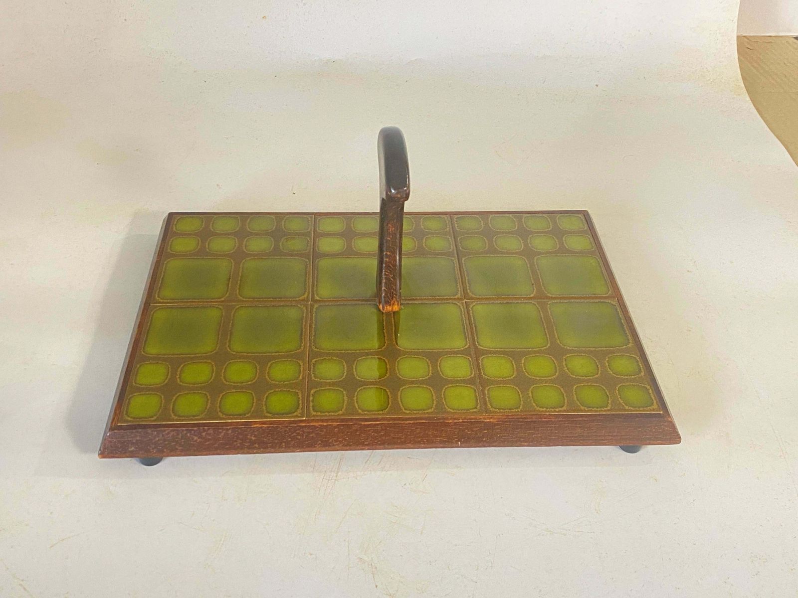 Cheese Or Serving Tray In Ceramic And Wood France 1970s Brown Color photo buy