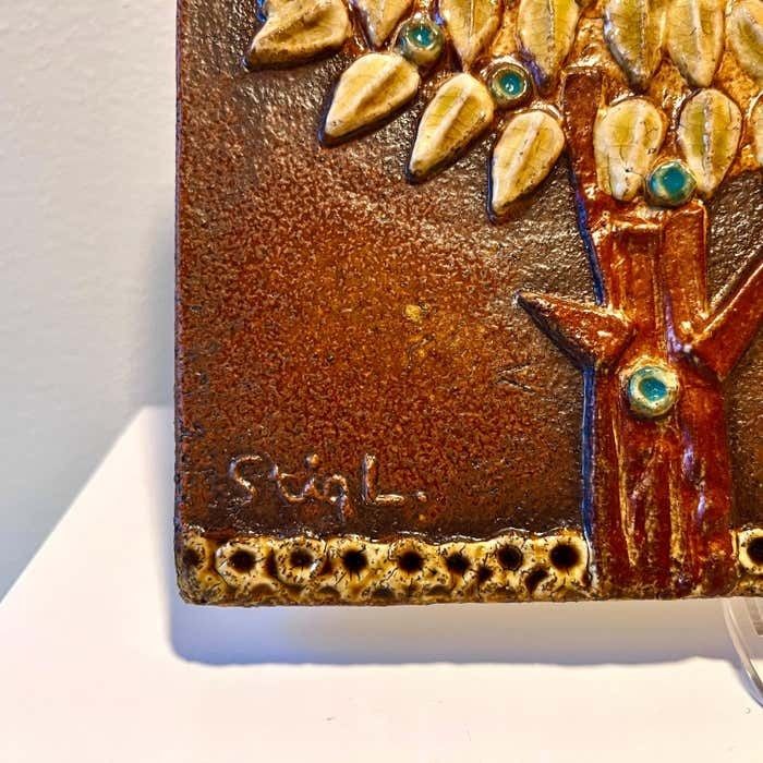 Rare Stoneware Wall Plaque By Stig Lindberg For Gustavsberg, Swedish Modern photo for sale