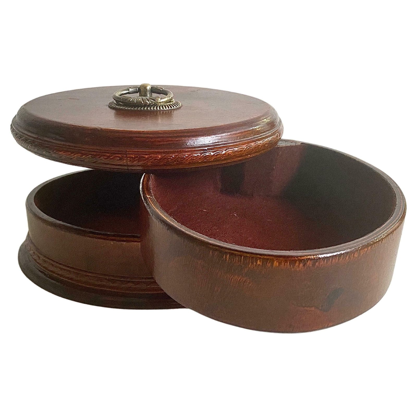 Large Oval Jewelry Box, Color With With Internal Compartments France 19th
