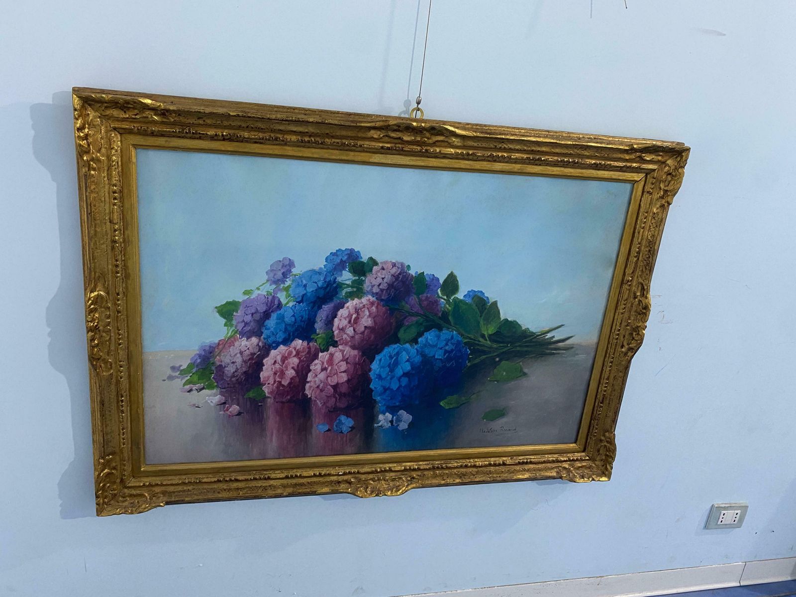 Watercolor Painting "Bouquet Of Flowers" Signed Madeleine Renaud France 1950s photo buy