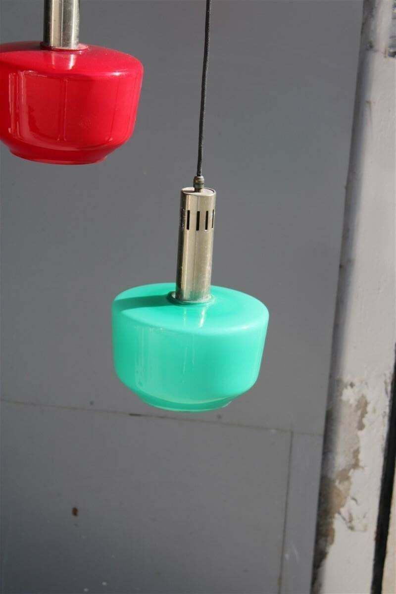 Cascade Chandelier Ceiling Lamp Vistosi Red Green Pink 1950s Mid Century Italy photo 1991.0
