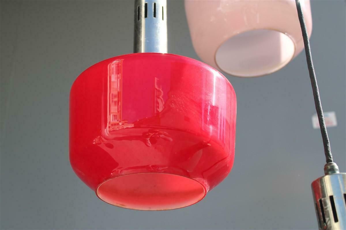 1991.0 Cascade Chandelier Ceiling Lamp Vistosi Red Green Pink 1950s Mid Century Italy photo