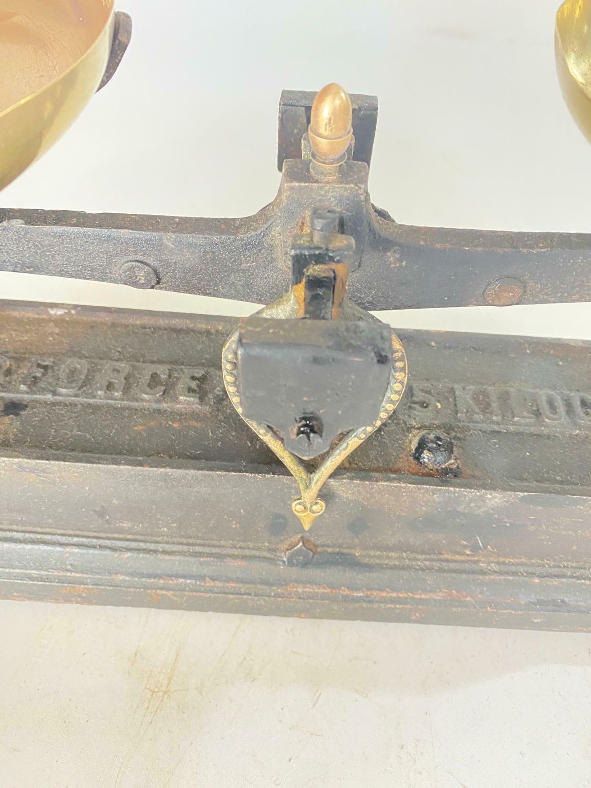 Antiques French Scale, France 19th Century. Wrought Iron And Brass. photo vintage