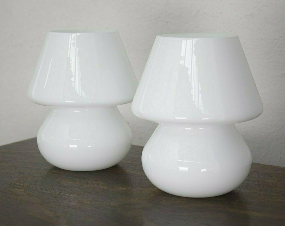 Italian Murano Glass Mushroom Lamps, 1970s, Set Of 2 photo furniture