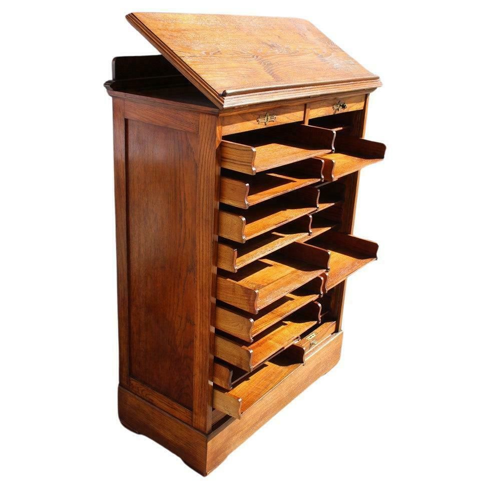 Rare Art Nouveau Chestnut Document Cabinet 1910 Italy photo furniture
