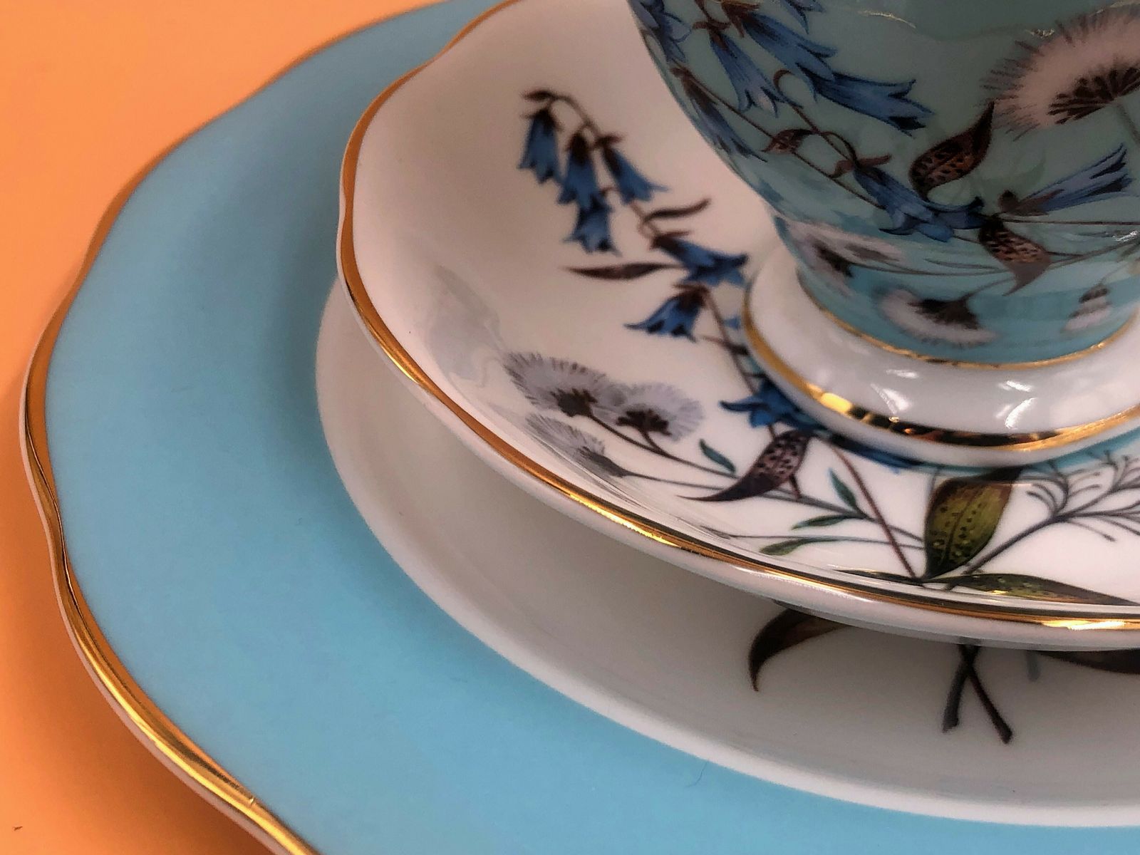 Royal Albert China 100 Years Festival Design Tea Cup, Saucer & Side Plate Trio. photo furniture
