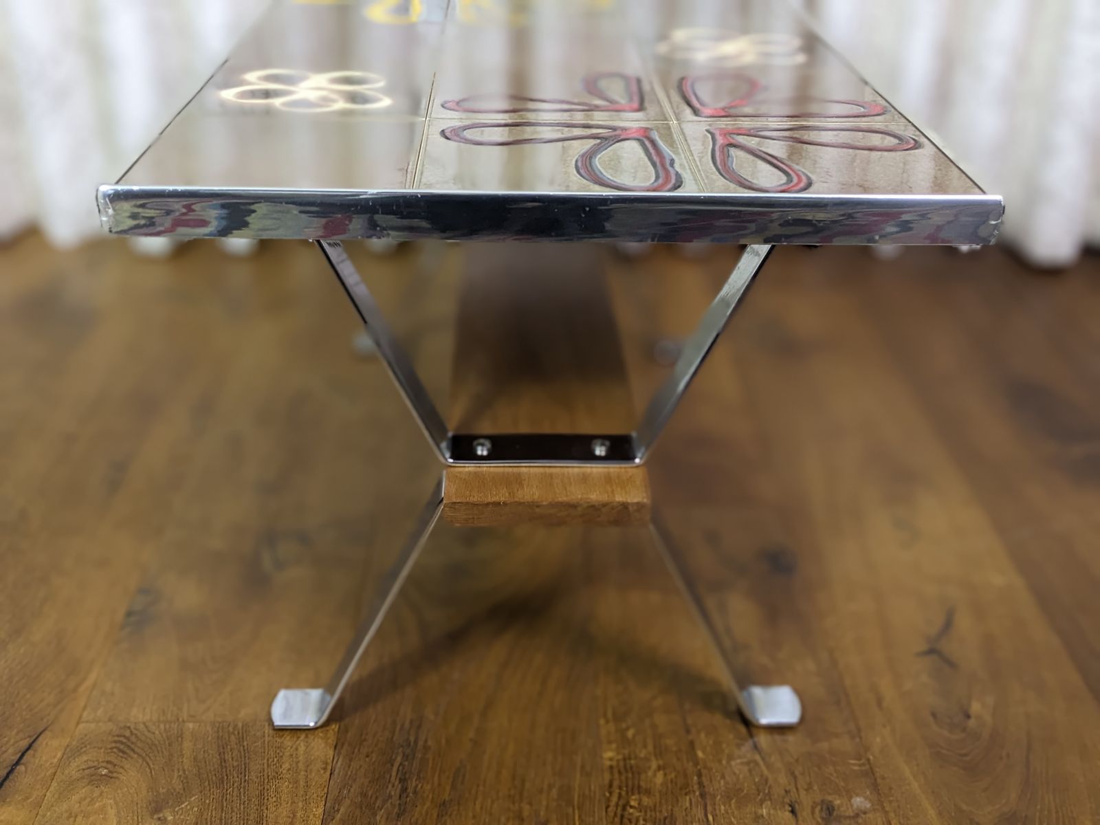 Glorious Tile Topped Coffee Table In The Style Of Belgian Ceramicist Juliette Belarti photo vintage