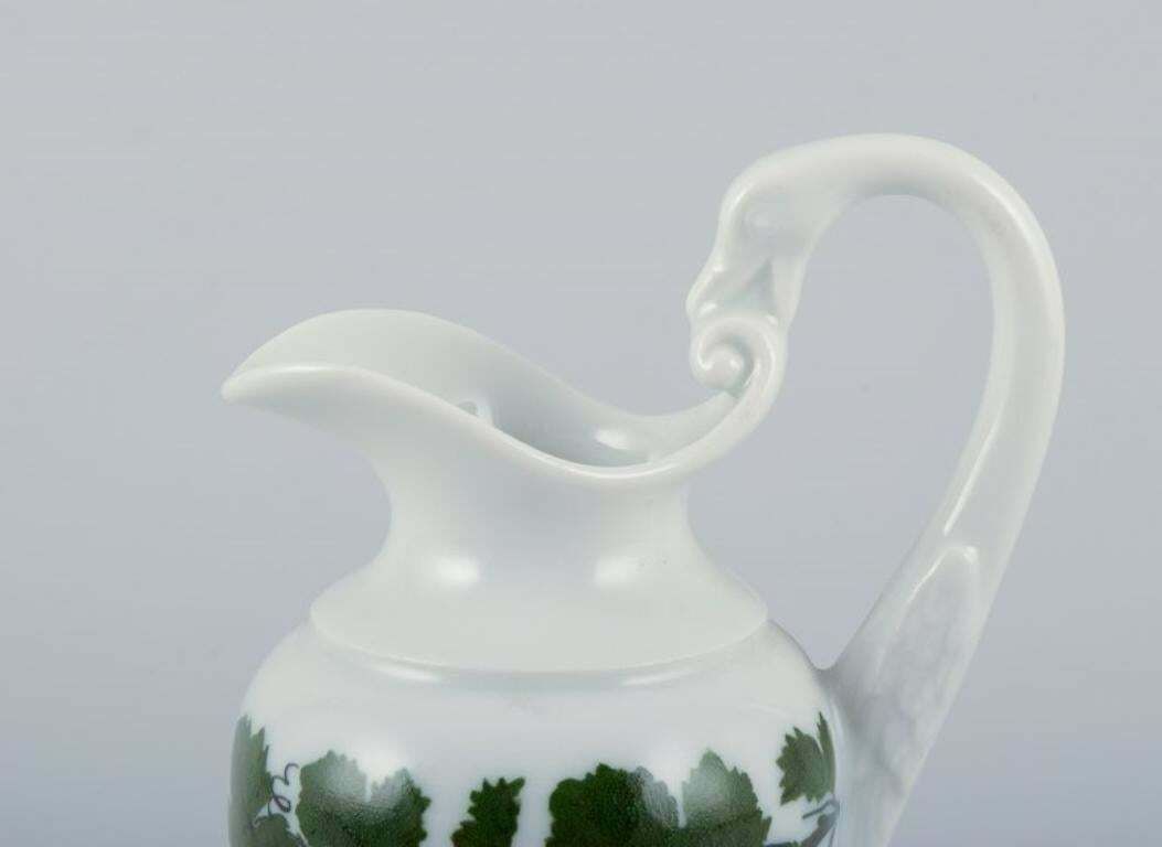 Meissen, Germany, Green Ivy Vine, Sugar Bowl And Creamer In Porcelain. photo vinterior