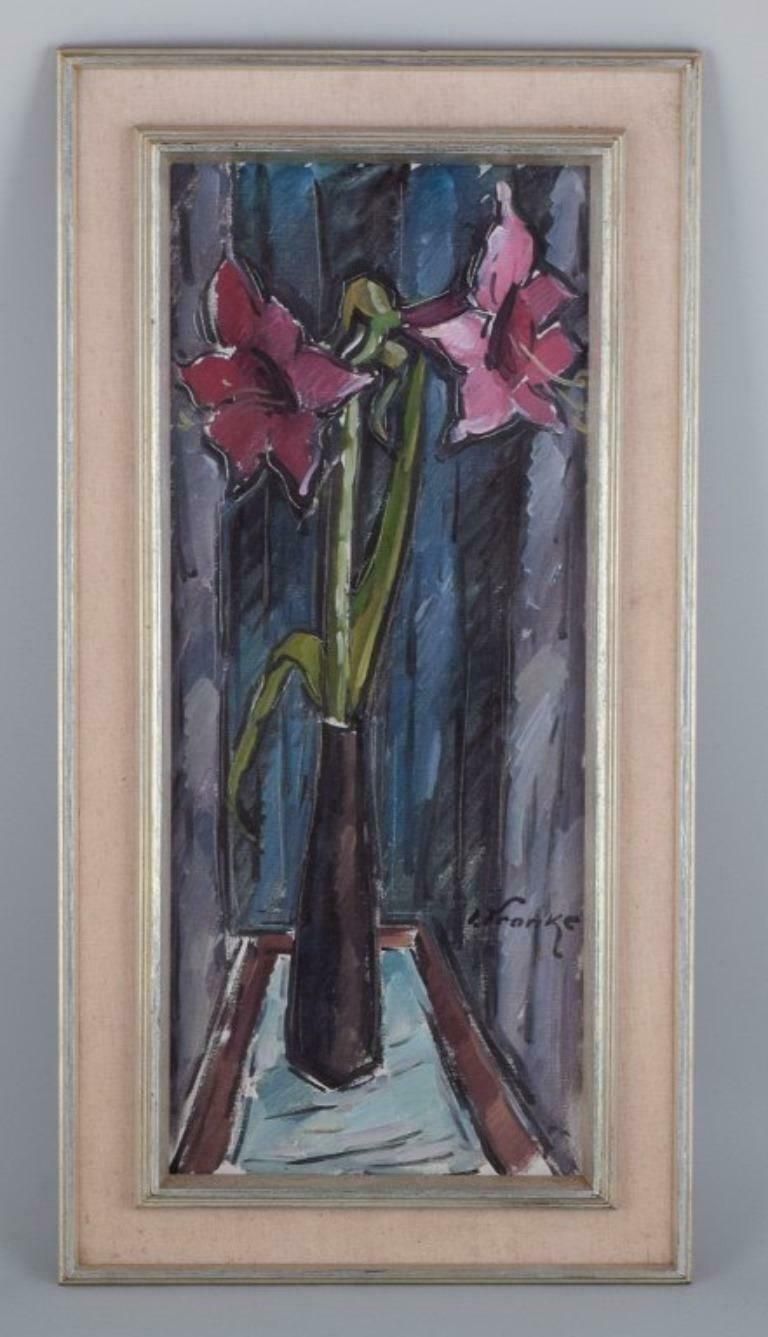 Ivan Franke, Swedish Artist. Oil On Canvas. Modernist Still Life With Amaryllis. photo buy