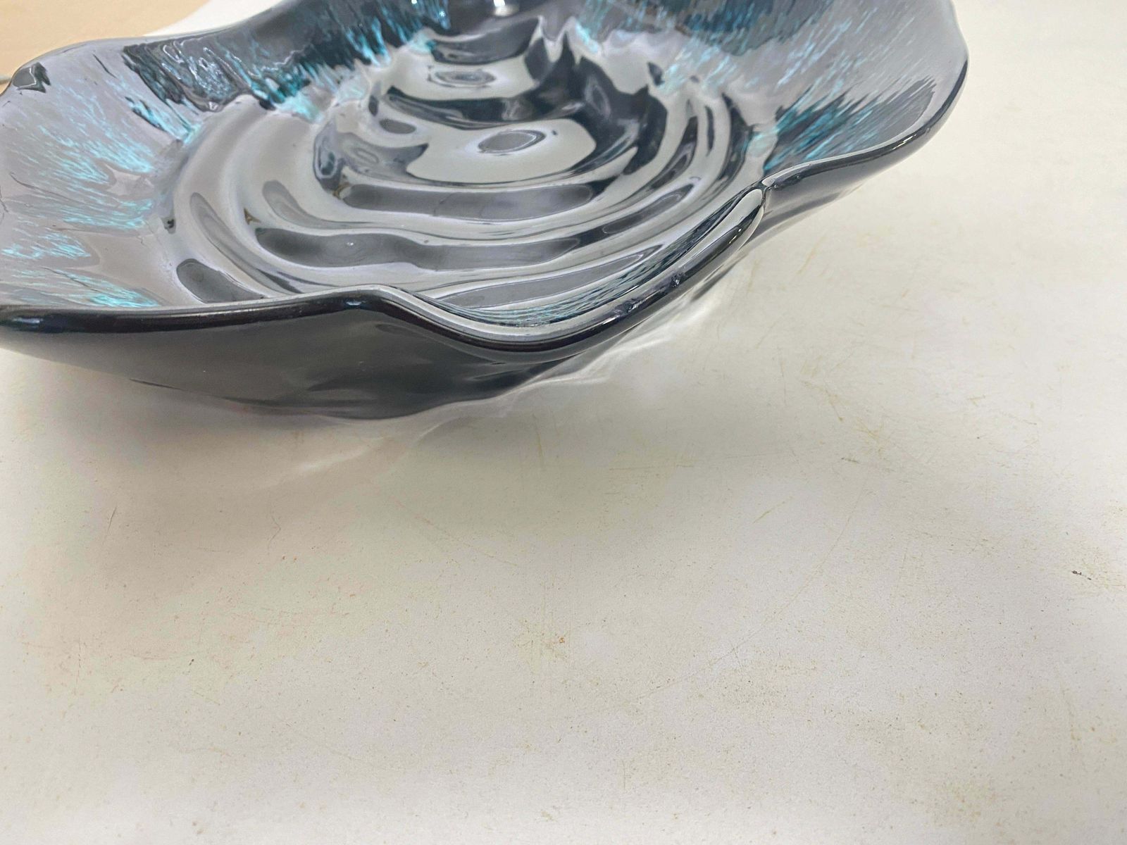 Large Ceramic Blue Vide Poche Or Central Piece Shell Form Circa 1960 France photo 368.0