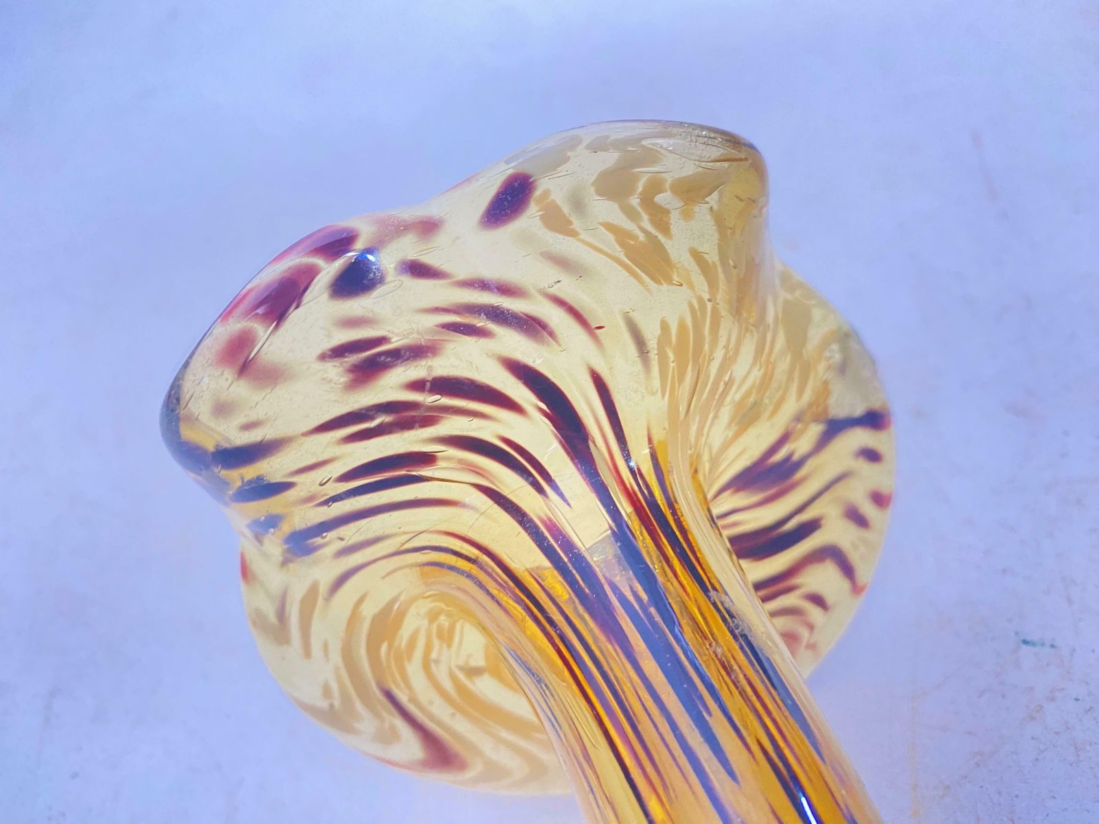 Vetro Soffiato Glass Vase 1970 Yellow Color Very Light In The Style Of Venini photo for sale