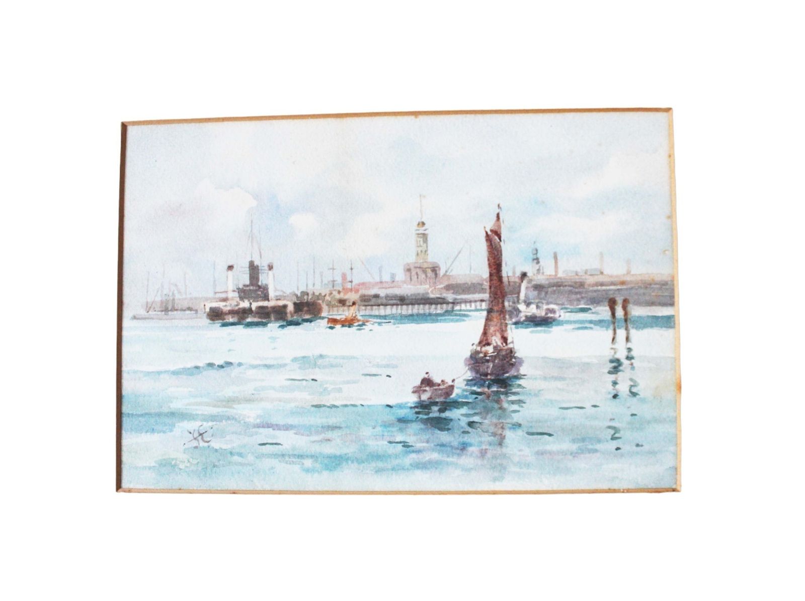Watercolour Of Devon Port Harbour Mouth England photo Art