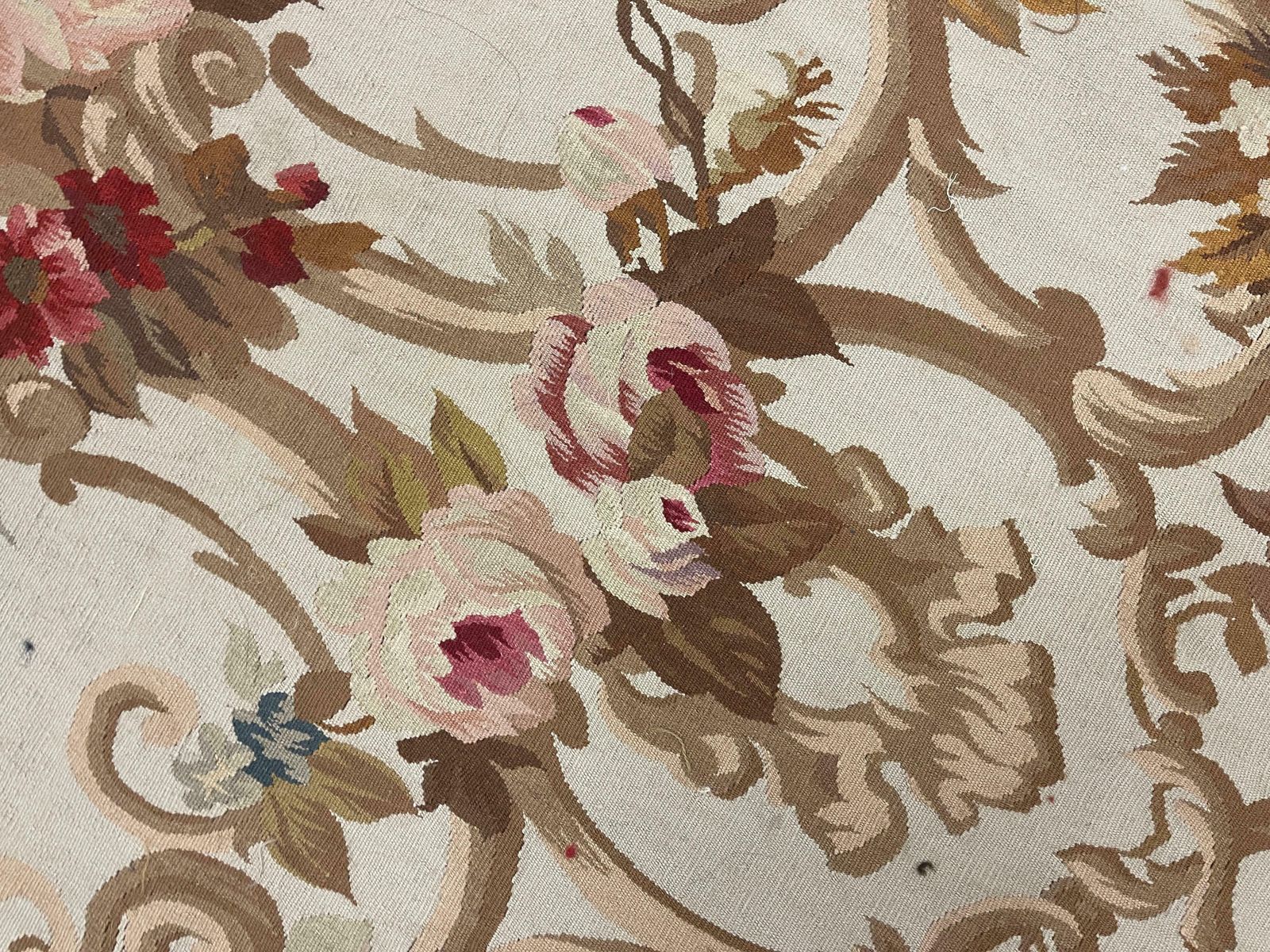 Blue Aubusson Rug Runner Beige Handwoven Carpet Floral Livingroom Rug Home Decor photo Textiles