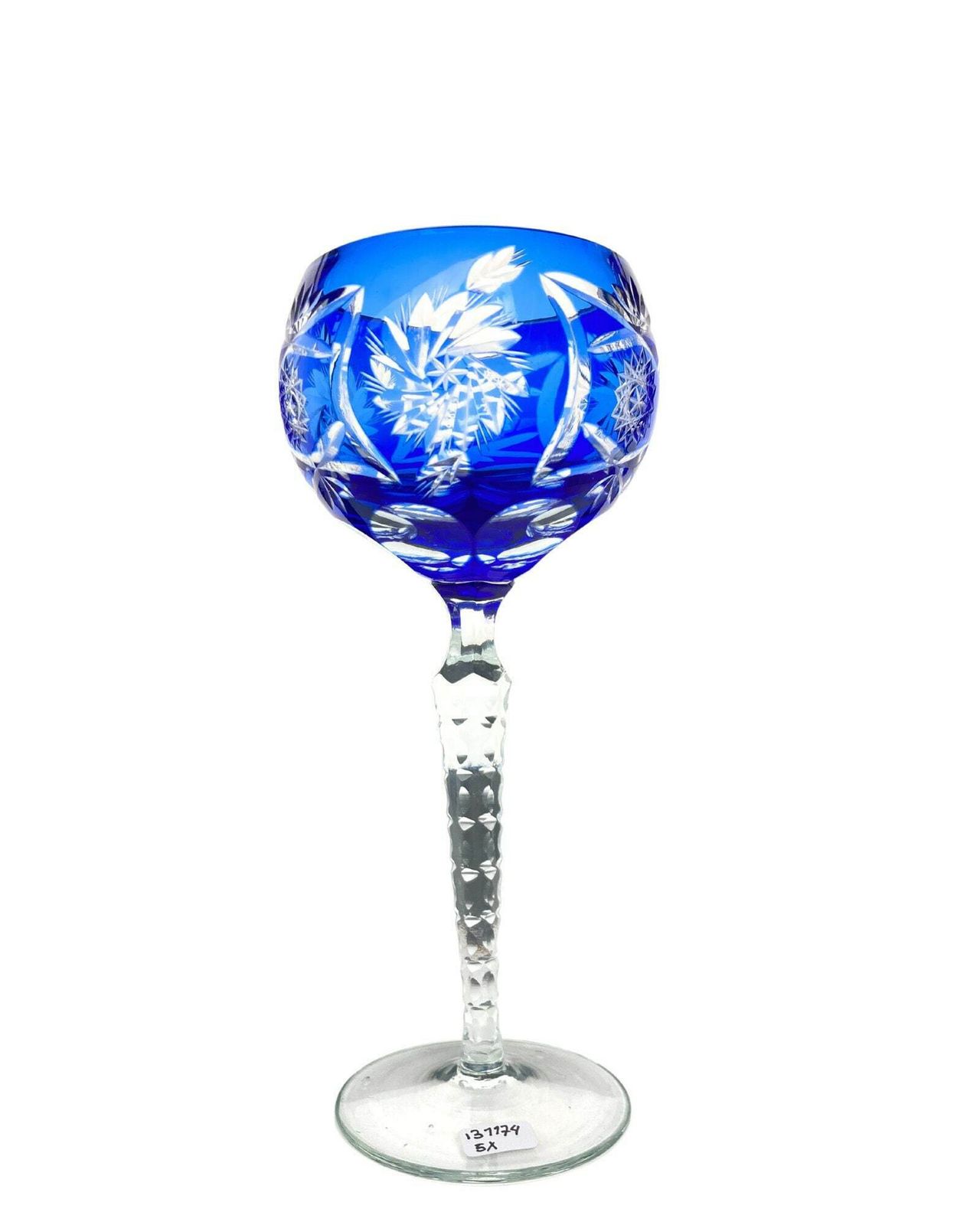 Crystal Blue Wine Glasses (5 Pcs) | Cordial Glasses (6 Pcs) | Cut To Clear | Color Overlay photo 400.0