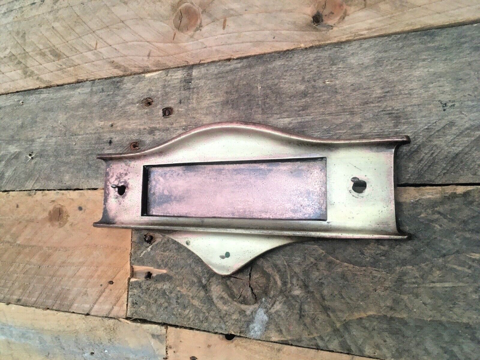 Reclaimed Antique Art Nouveau Bronze Brass Door Letter Box Mail Posting Slot photo for sale