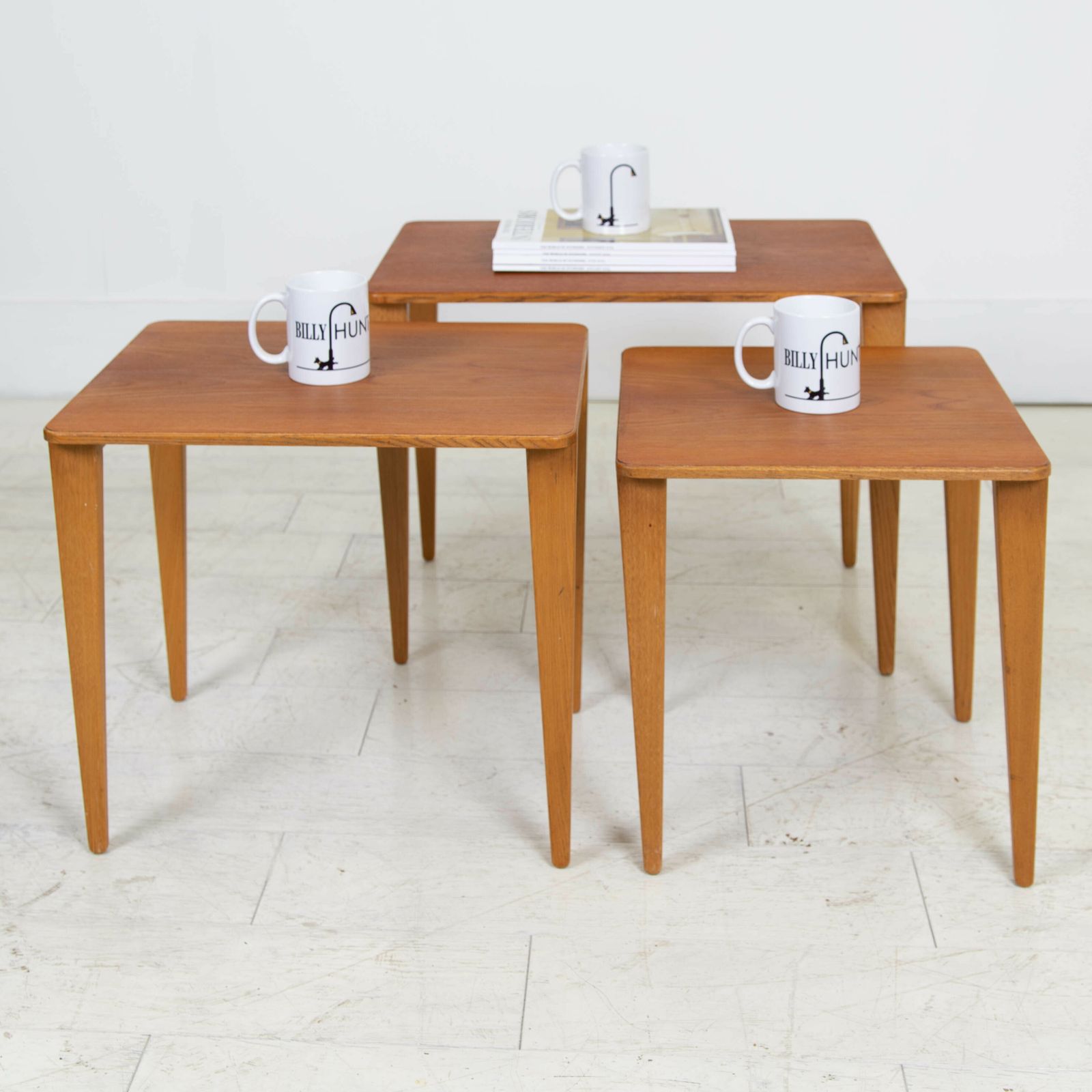 Mid Century Nest Of Teak And Oak Gordon Russell Side Tables photo furniture