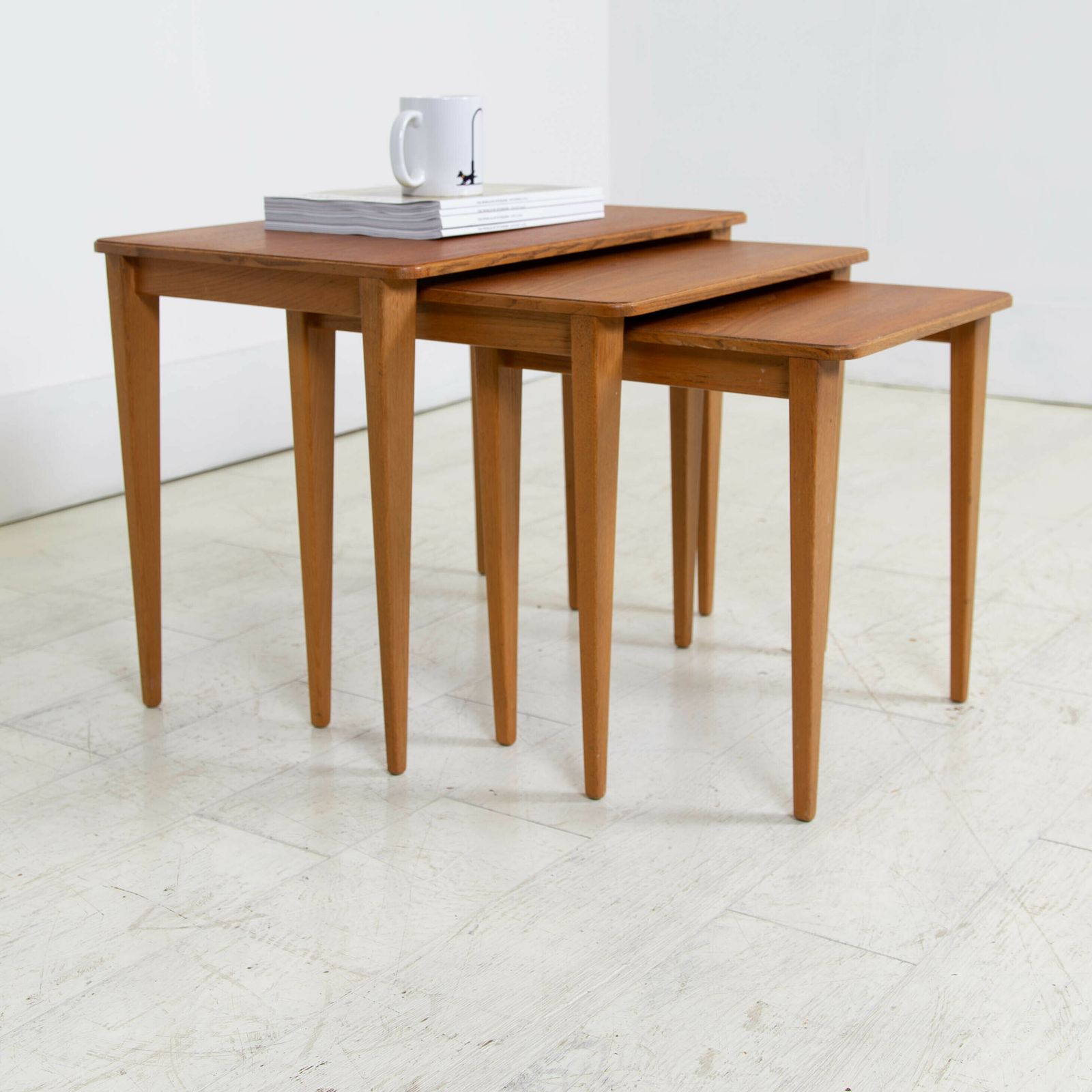 photo furniture Mid Century Nest Of Teak And Oak Gordon Russell Side Tables