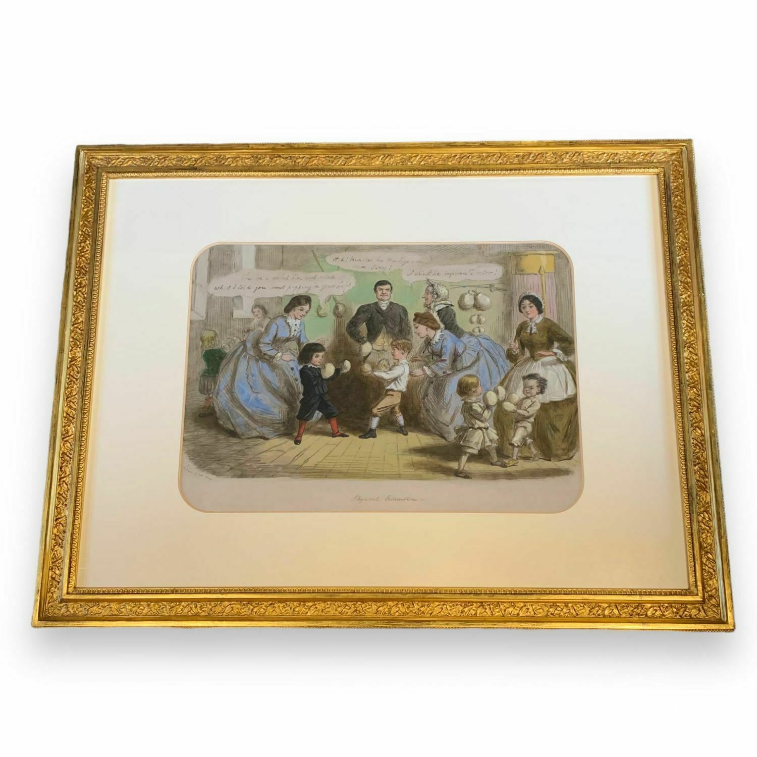 John Leech 19th Century Oil Painting Of Physical Education