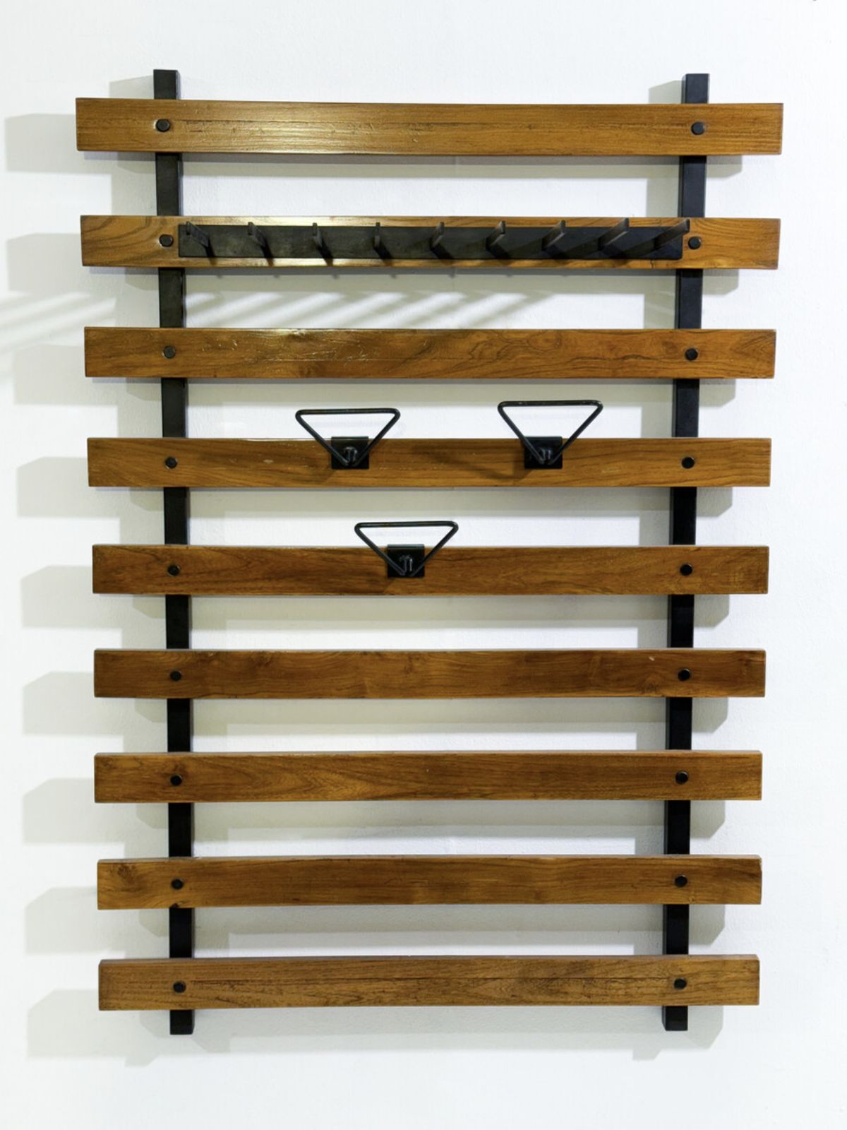 Mid Century Modern Wood And Metal Coat Rack, Italy