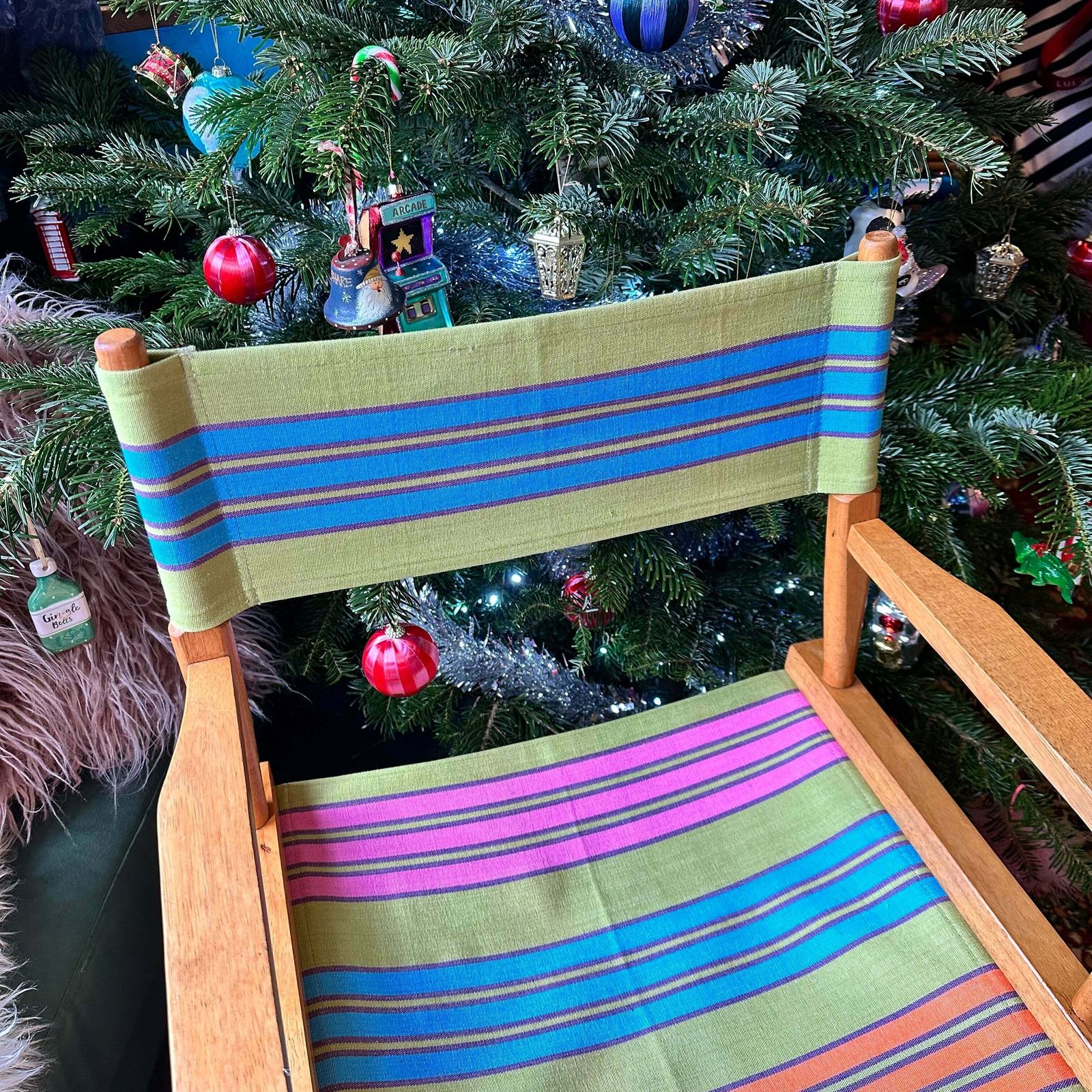 Candy Striped Director's Chair (Green, Orange, Blue & Pink) photo furniture
