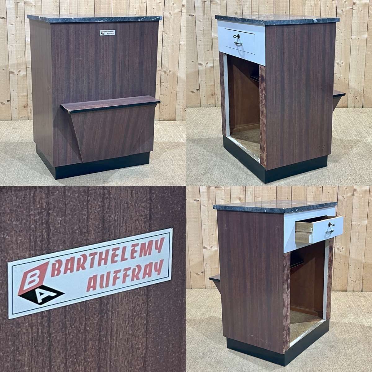 Butcher's Cash Desk In Formica With Black Marble Top, 1950s