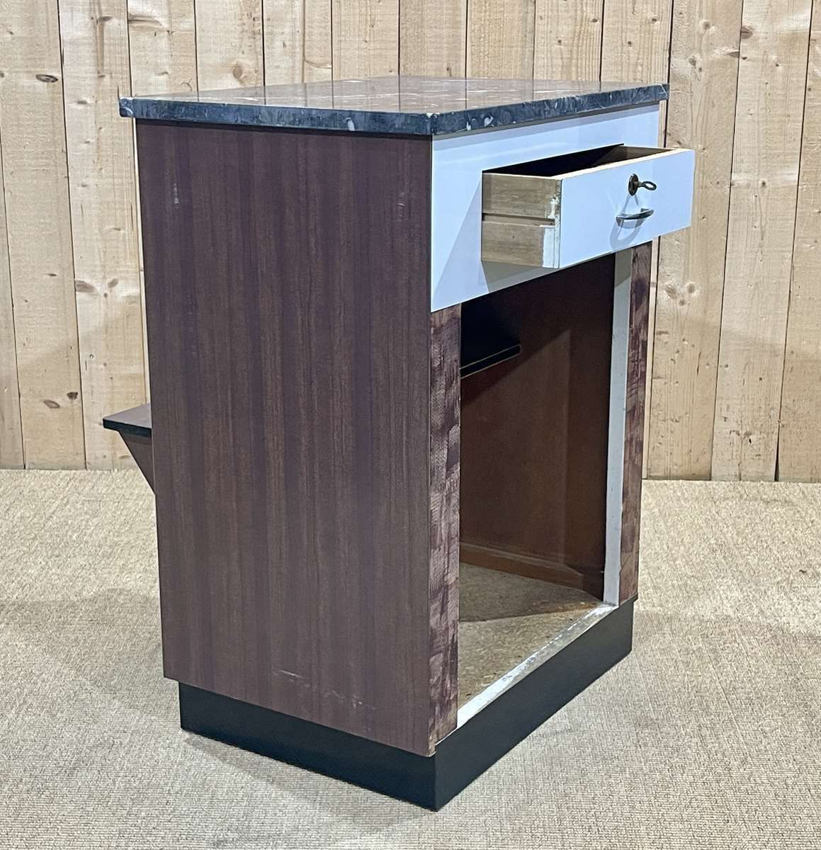 Butcher's Cash Desk In Formica With Black Marble Top, 1950s photo buy
