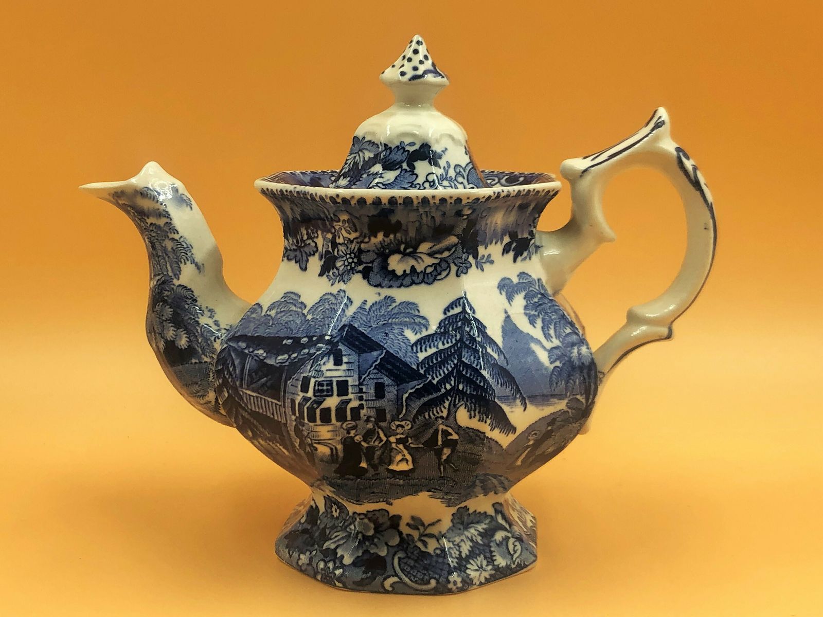 Perfect T Hughes Late Davenport Pottery Swiss Pastime Small Teapot For 1.