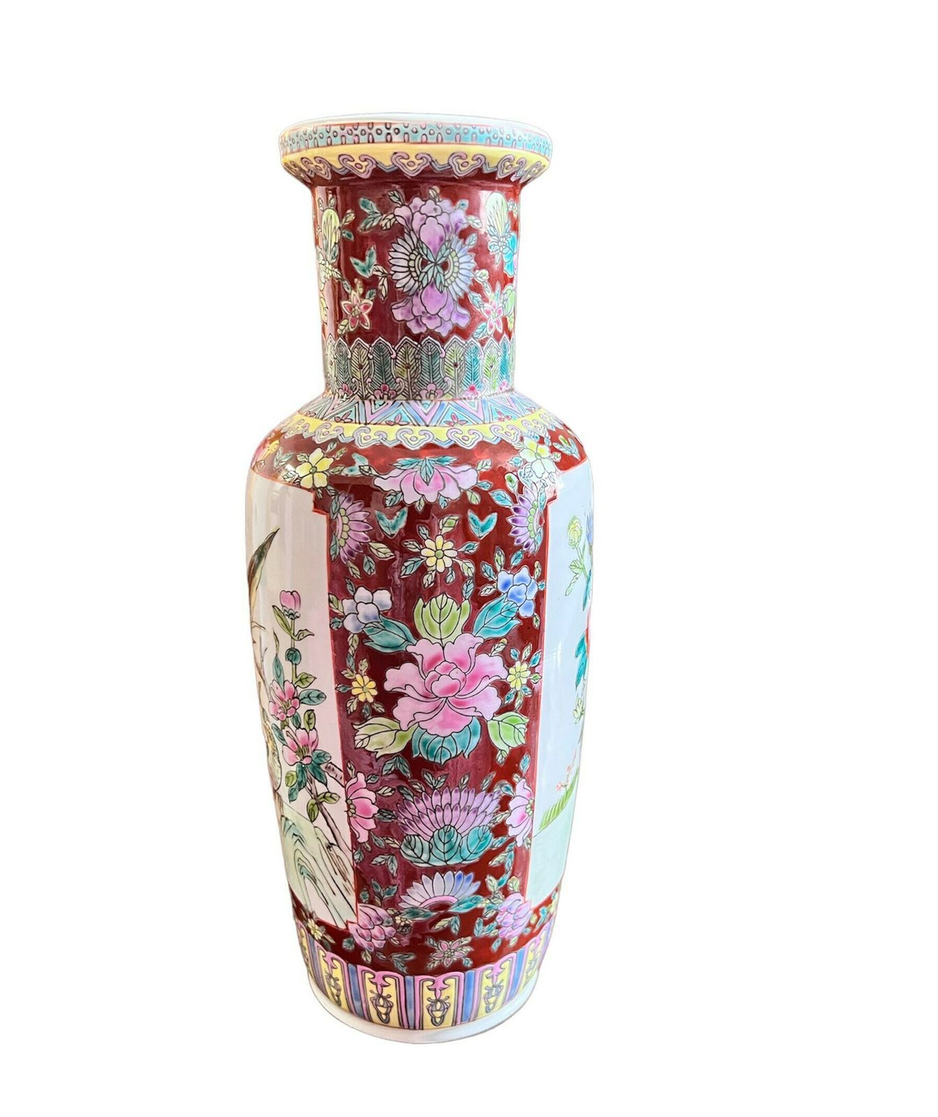 Chinese Famille Rose Vase, China Republic Period Porcelain, Chinese Porcelain Vase With Phoenix Birds , Qianlong Fine Arts Porcelain Bottle photo for sale