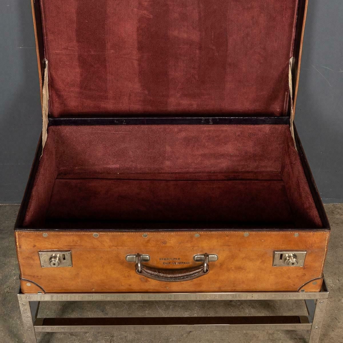 20th Century English Leather Trunk On Metal Stand, C1910 photo buy