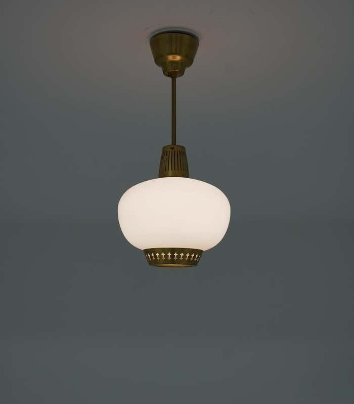 Swedish Pendants In Brass And Glass By Hans Bergström For Ateljé Lyktan photo vintage