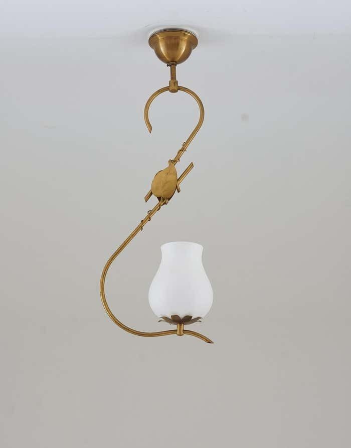 Scandinavian Pendant In Brass And Glass, Swedish Modern photo furniture