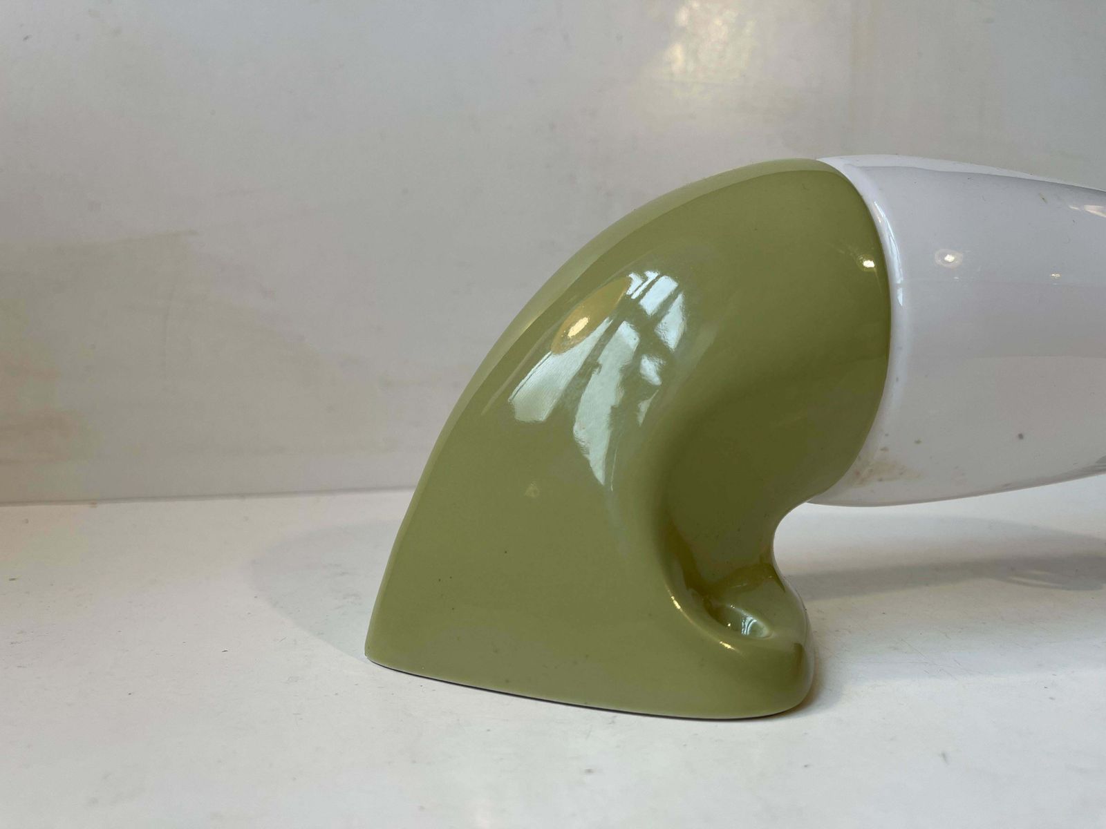 Sigvard Bernadotte Green Bathroom Wall Lamp In Porcelain & Opaline Glass, Ifö photo for sale