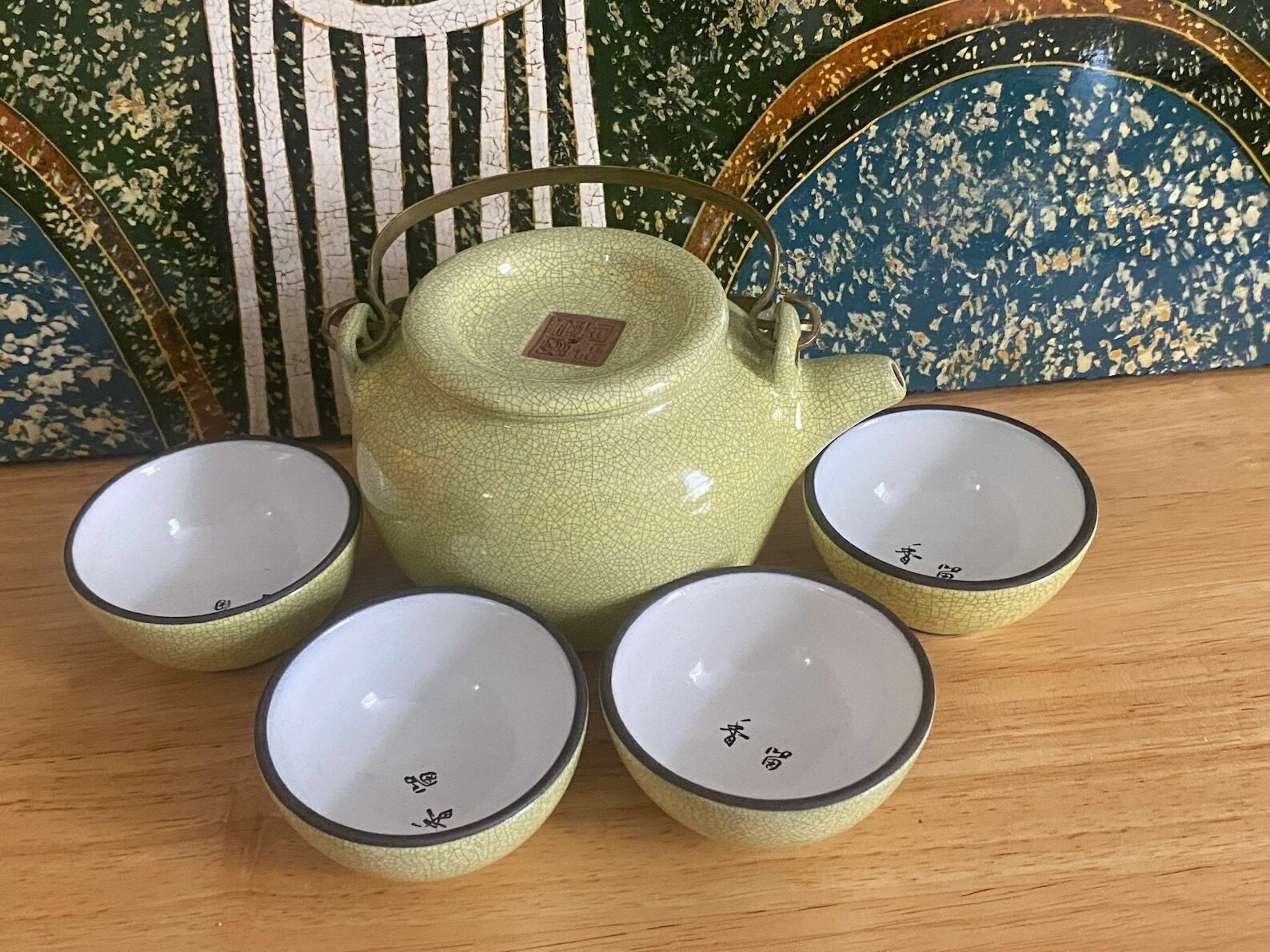 China Yixing Clay Teapot/Teacups, Chinese Yellow Glazed Yixing Zisha Tea Set, Set 5 Pieces, Very Good Condition, Home Gifts photo 80.0