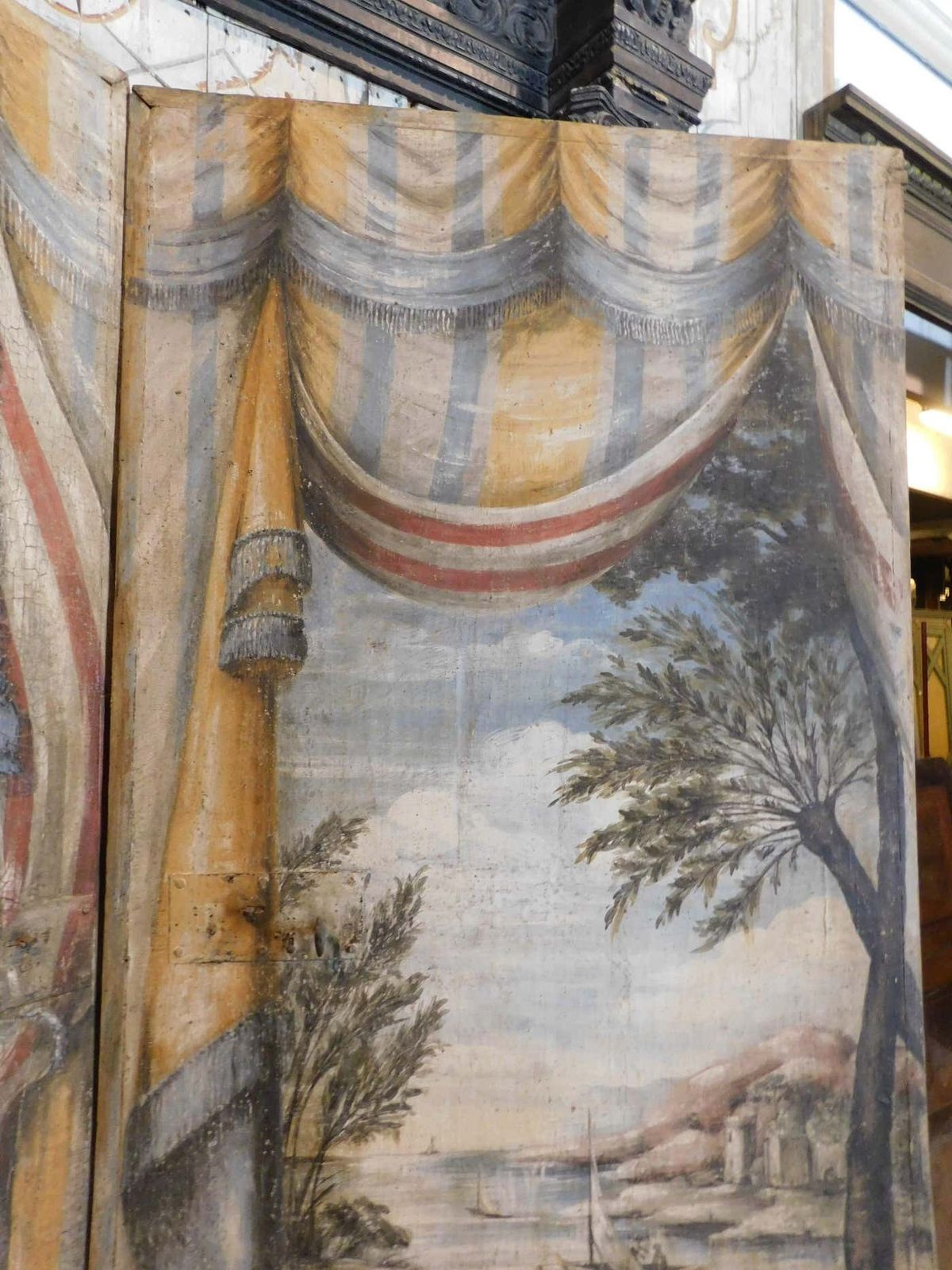 photo furniture N.2 Antique Wooden Doors, Richly Painted Double Sided Different Theme, Italy