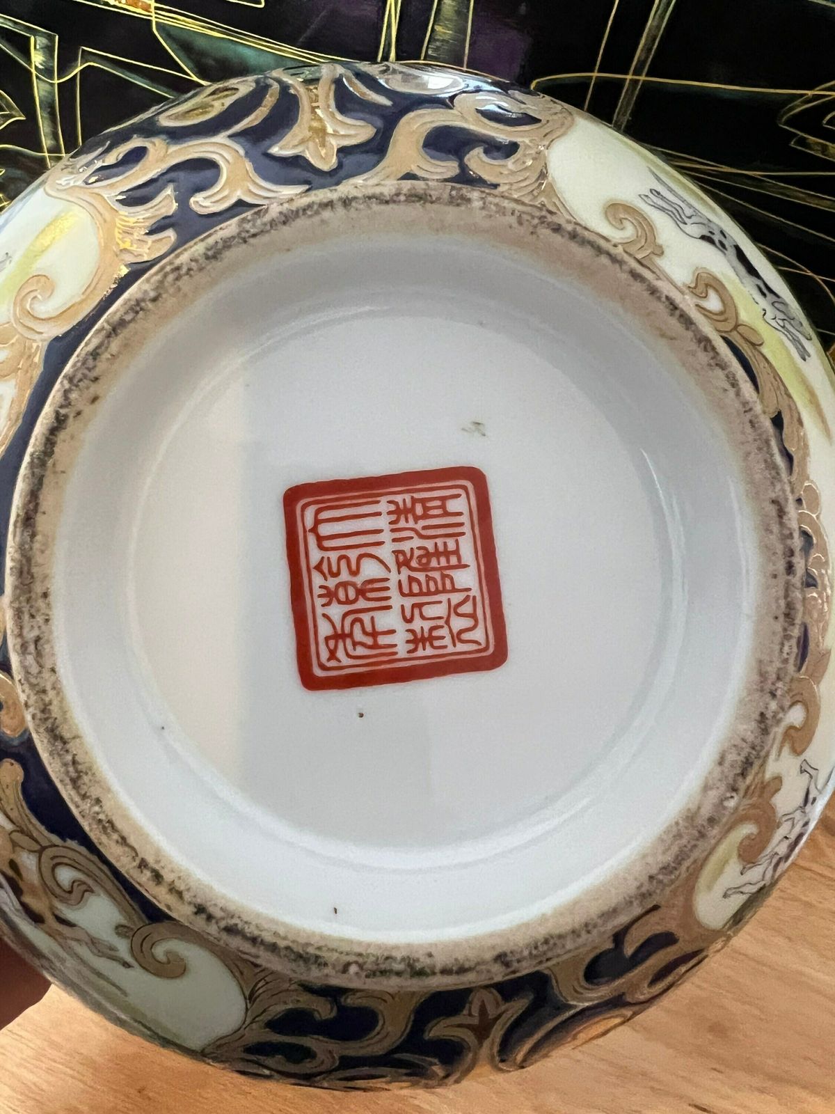 photo furniture Chinese Famille Rose Dalmatian Hunting Bowl, Qianlong Porcelain Vintage Stamp With European Figures,Chinese Famille Rose Hunting Bowl