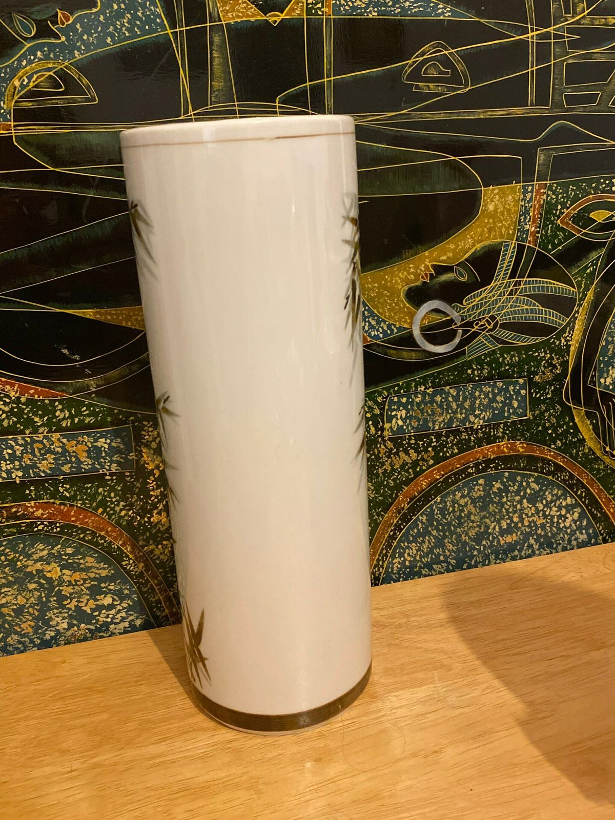 Mid Century Chinese 20th Centuries Vase, Collectable Vase, Cap Tube Porcelain Bamboo Design Vase photo Home Decor