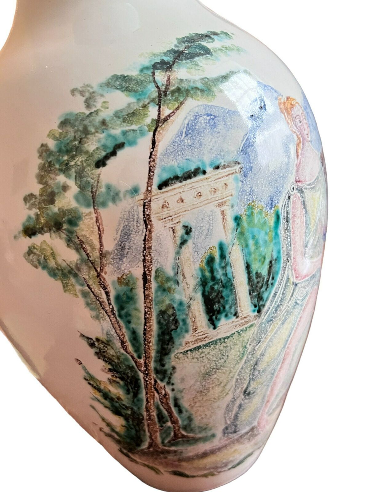 Rare Find Marcello Fantoni Lampbase, Italy, Circa 1958.Large Fantoni Ceramic Hand Painted Table Side Lamp photo 650.0