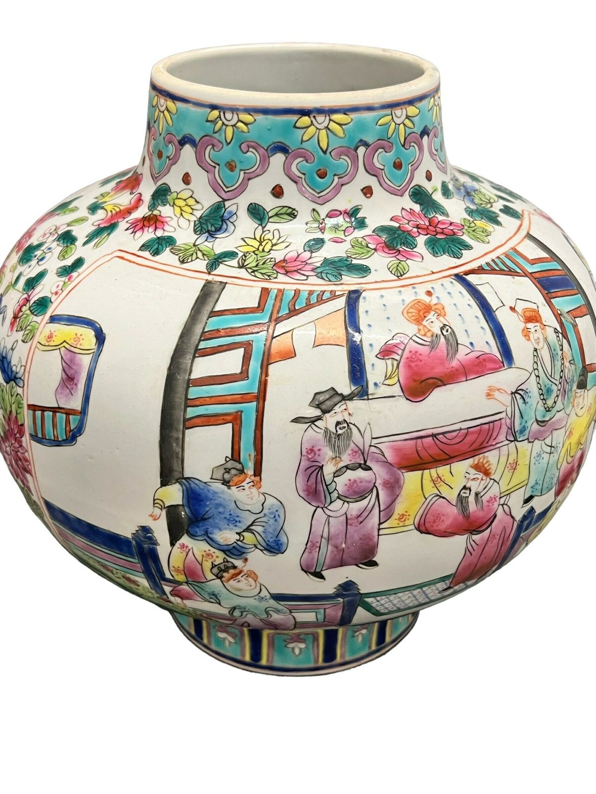 Chinese Famille Rose Porcelain Vase/ Jar 20th Century, Approximately Height 24cm, Circumference 75cm photo furniture