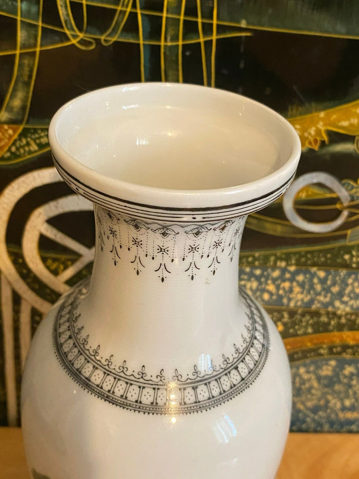 photo furniture Chinese Porcelain 1930s  1970s Proc Vase Horses Of Wang Mu Calligraphy,