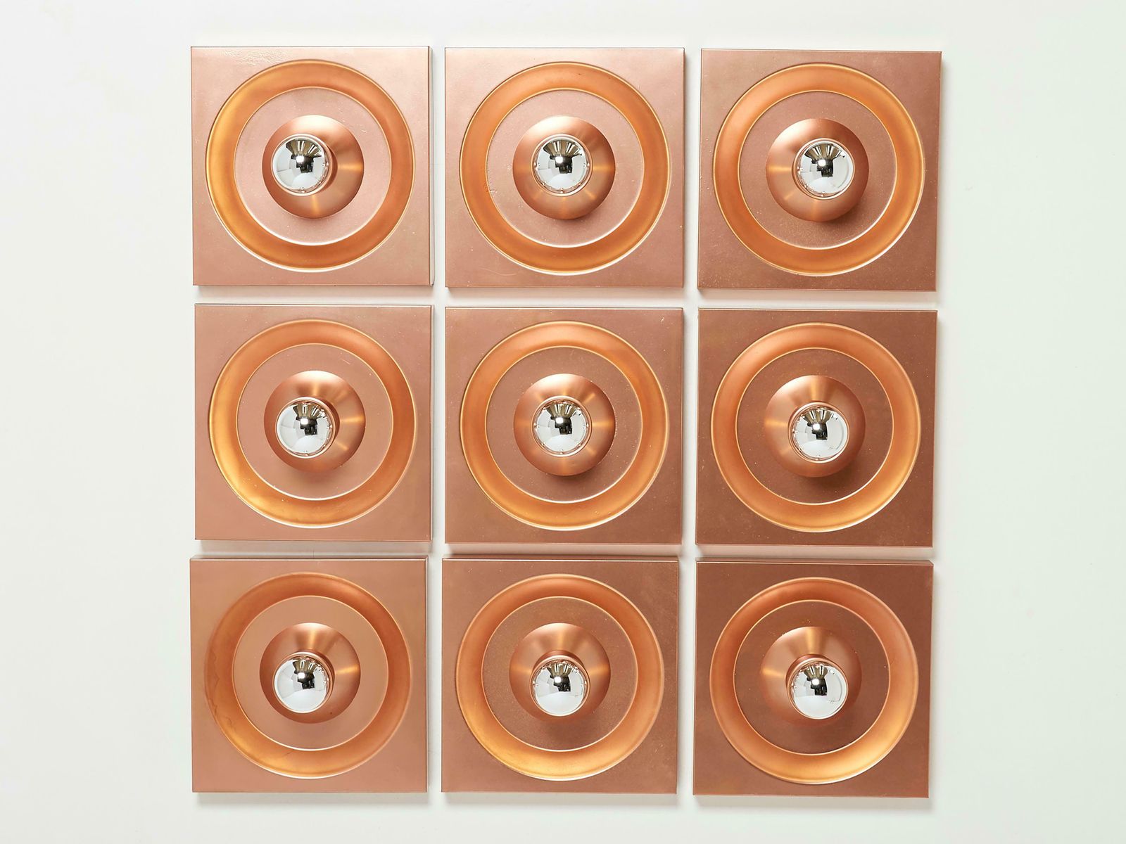 Set Of Nine Wall Lamps Copper Klaus Hempel For Kaiser Leuchten 1970 photo 8667.0