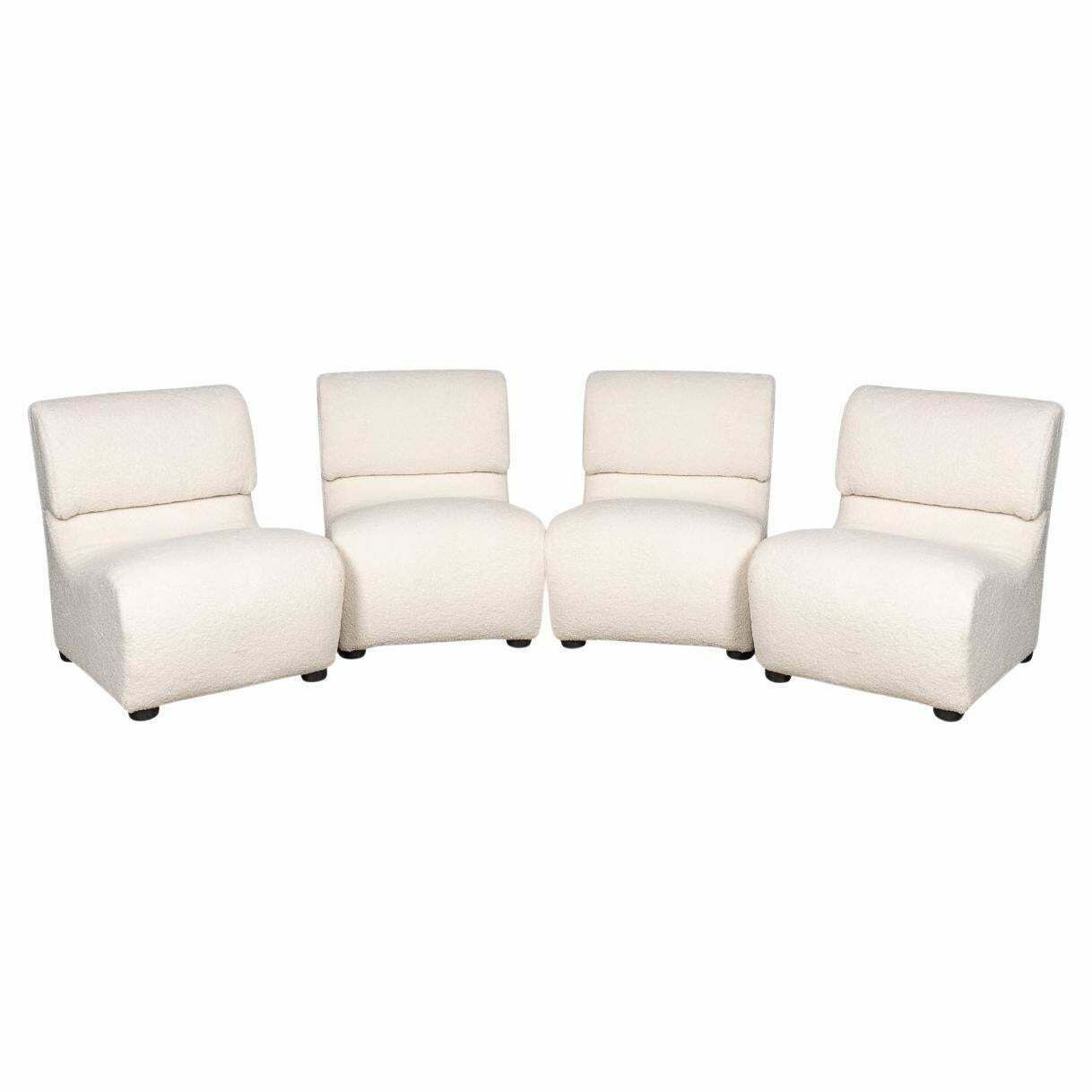 20th Century Set Of Four Seats In Cream Boucle, C.1980