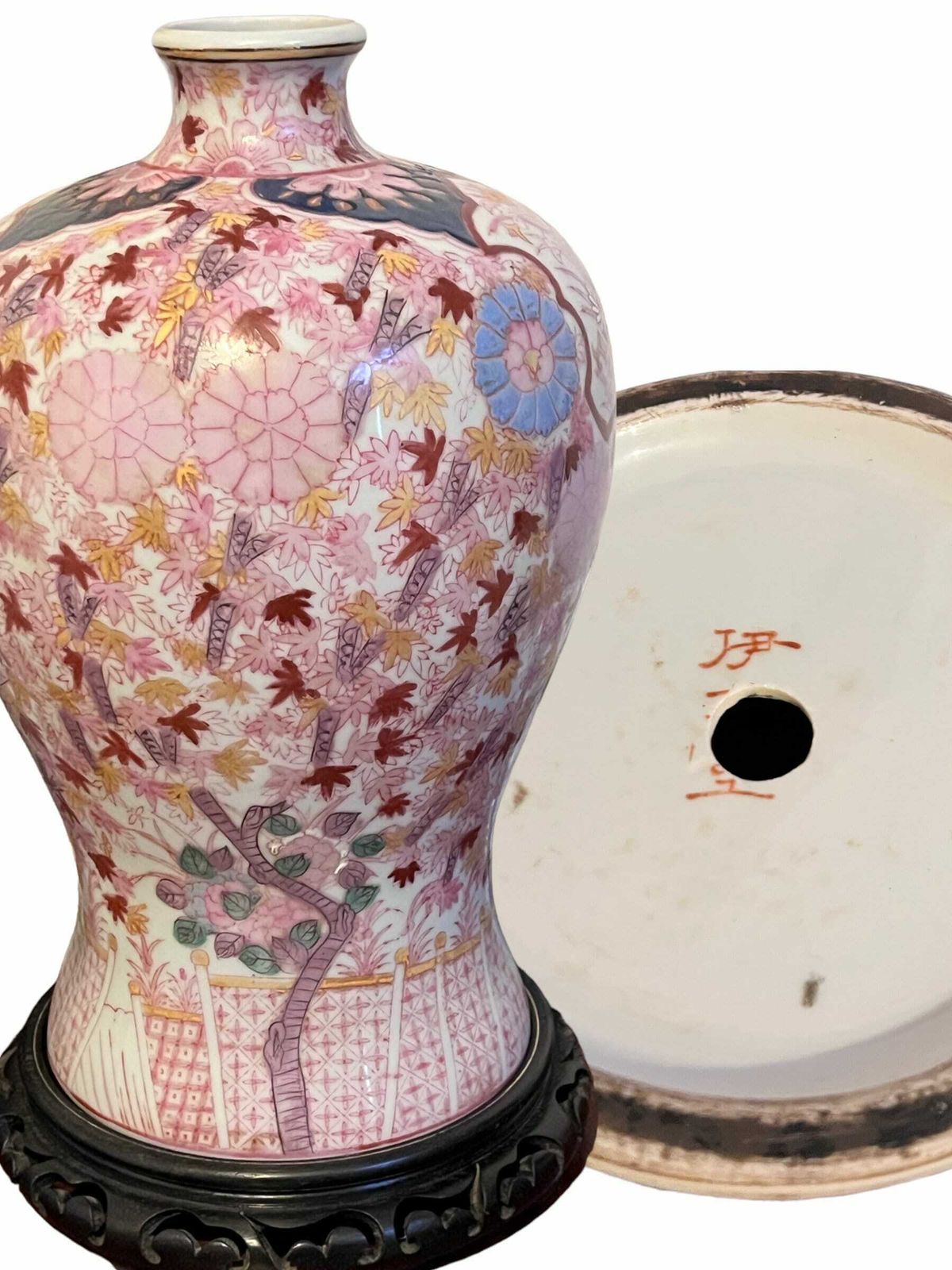19c Japanese Hand Painted Porcelain Bootle, Japanese Antique Late 19th Centuries Table Lamp / Christmas Gift, Gift Idea
