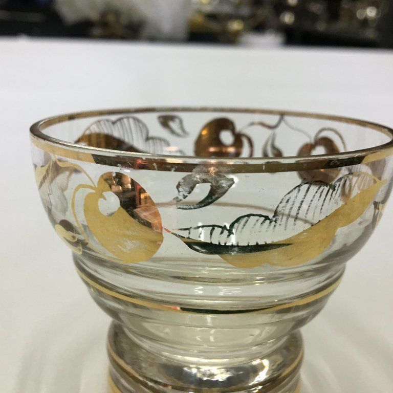 342.0 Mid Century Modern Italian Glass Set For Under Spirit Cherries, Circa 1950 photo