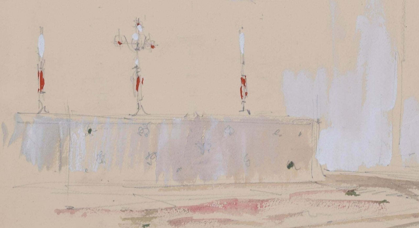 Louis Osman Shere Church Altar And Ornaments Watercolour By Louis Osman Friba photo for sale