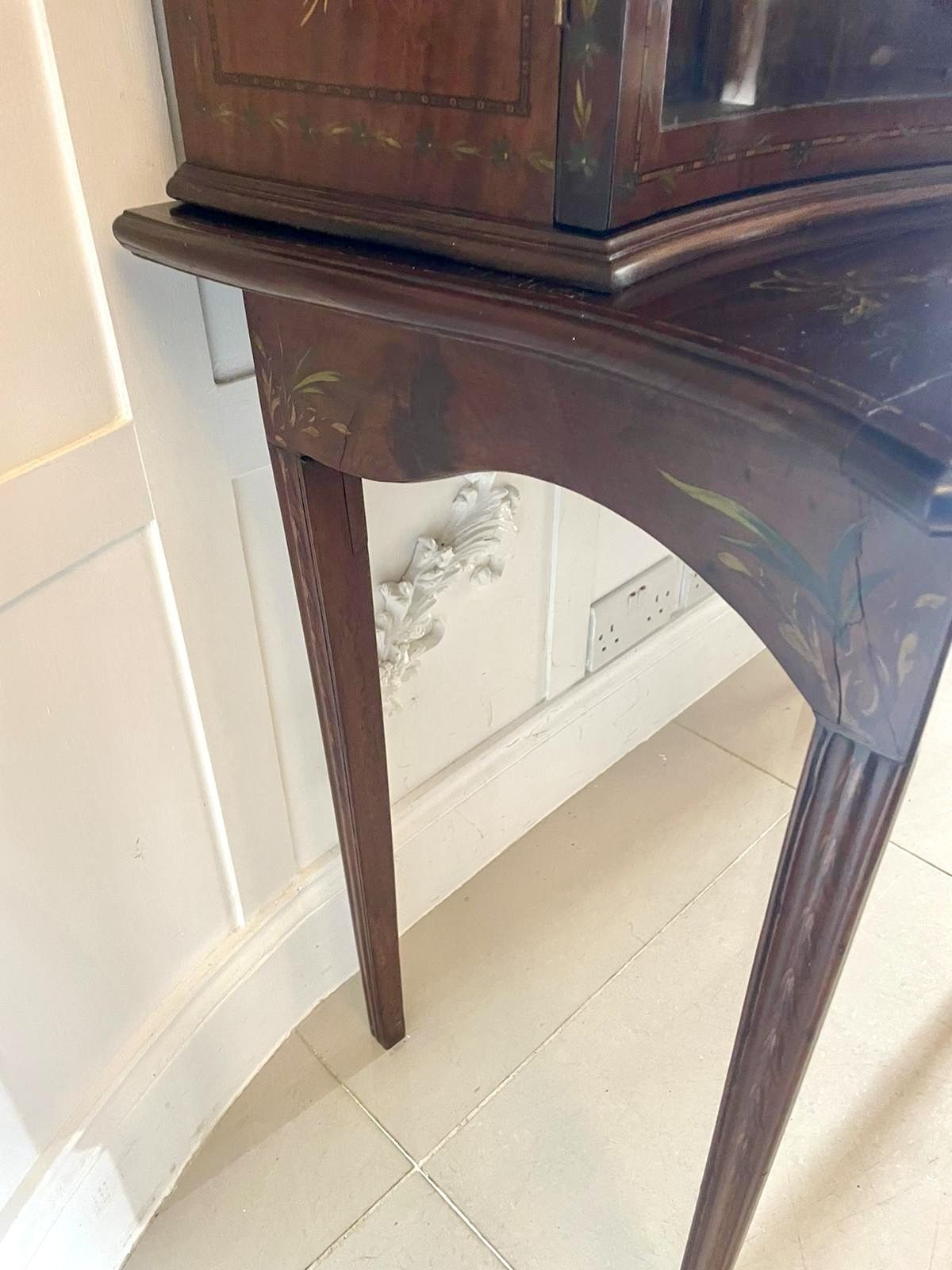 Antique 19th Century Quality Mahogany Display Cabinet With Original Painted Decoration photo vinterior