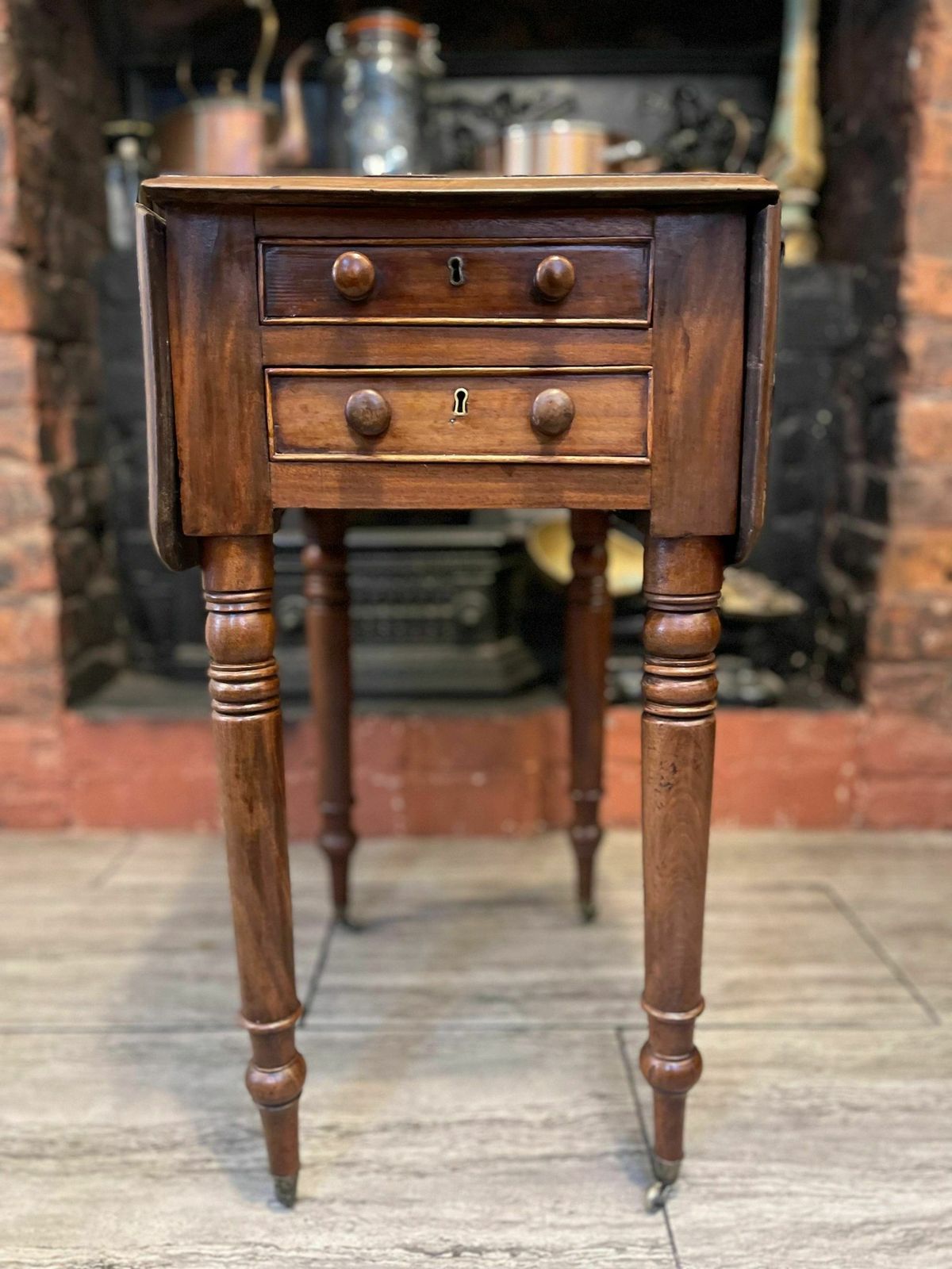 Victorian Circa 1850 Drop Leaf Baby Pembroke Mahogany Table photo furniture