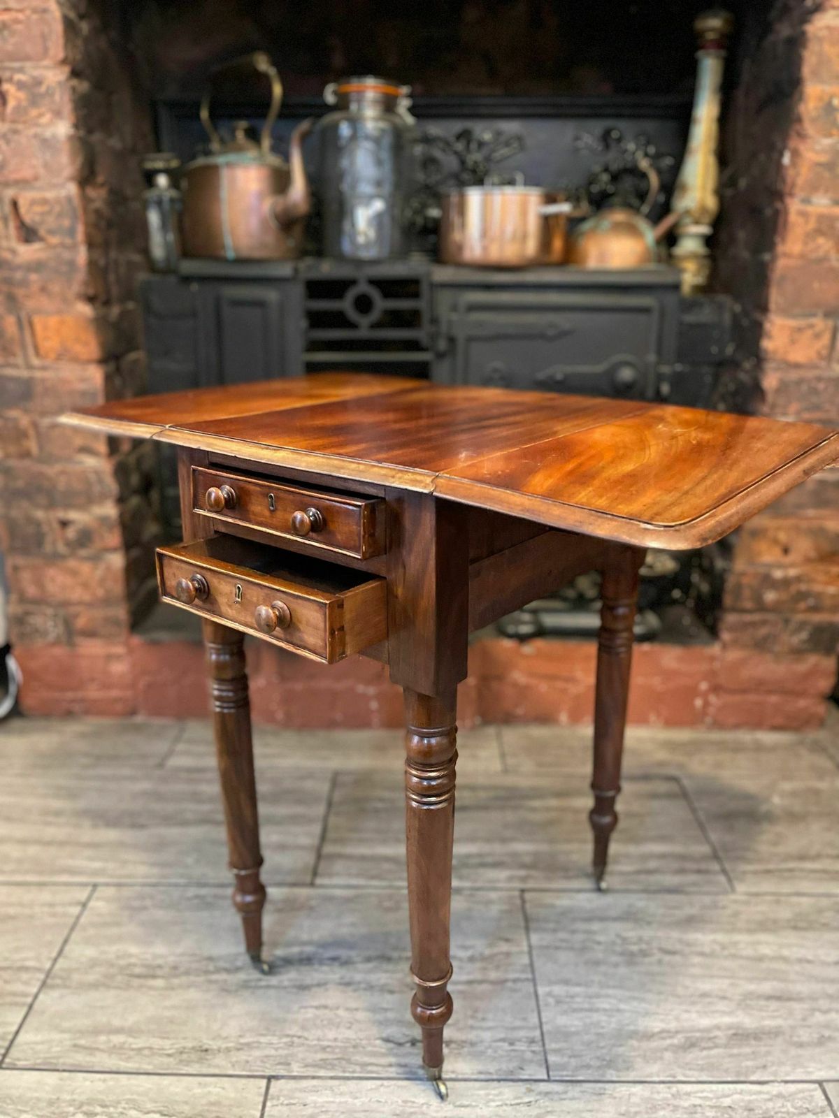 Victorian Circa 1850 Drop Leaf Baby Pembroke Mahogany Table photo for sale