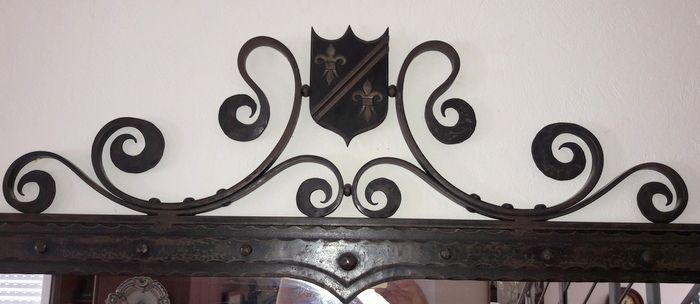 Huge Wrought Iron Mirror And Console   Coat Of Arms And Lily Flowers Decorations photo Furniture